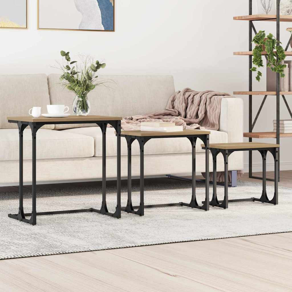 vidaXL Nesting Couchtisch 3 pcs Artisan-Eiche 50,5 x 35 x 53 cm