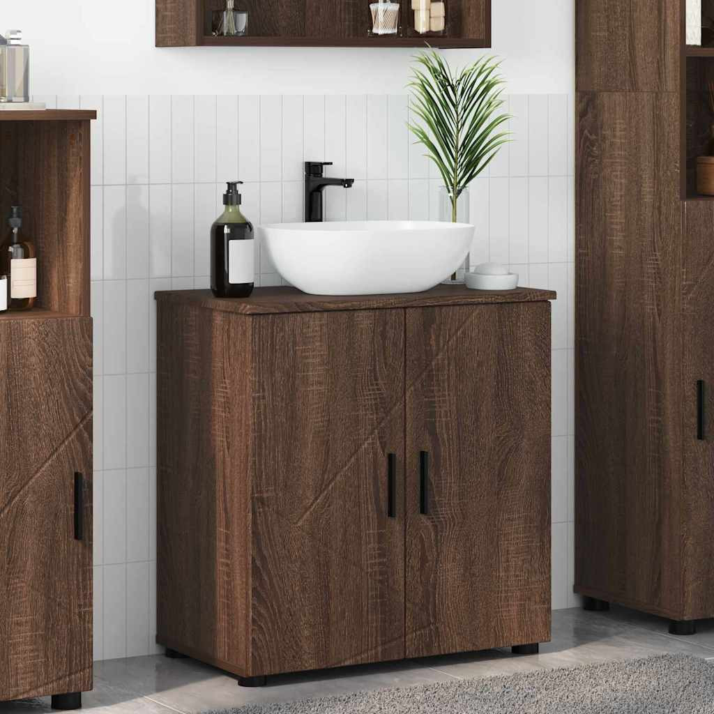 vidaXL Badezimmerschrank mit Tür Braun Eichen-Optik 61 x 35 x 64 cm