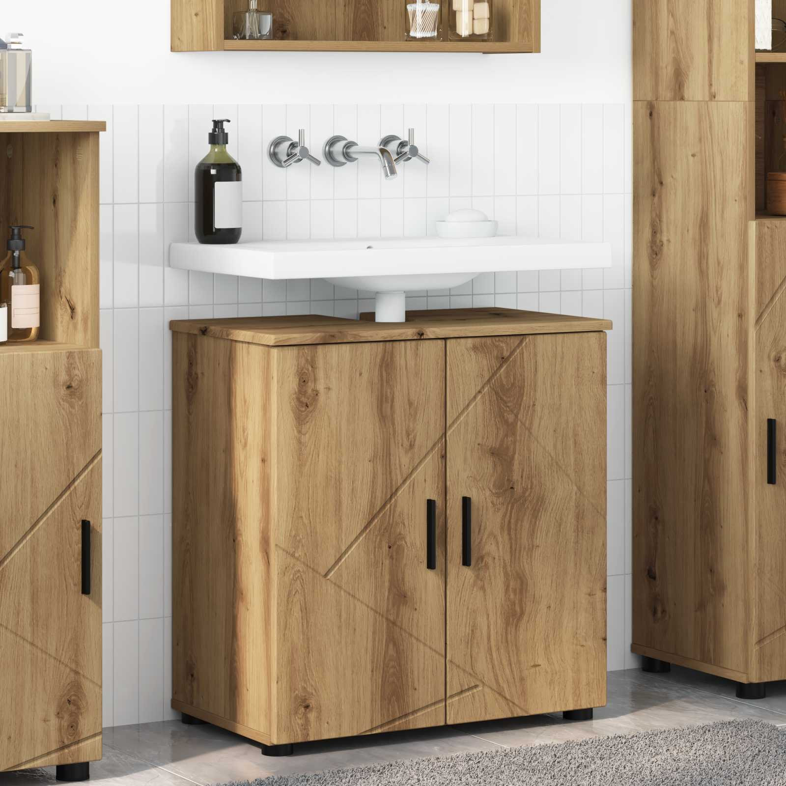 vidaXL Badezimmerschrank mit Speicher Artisan-Eiche 61 x 35 x 64 cm