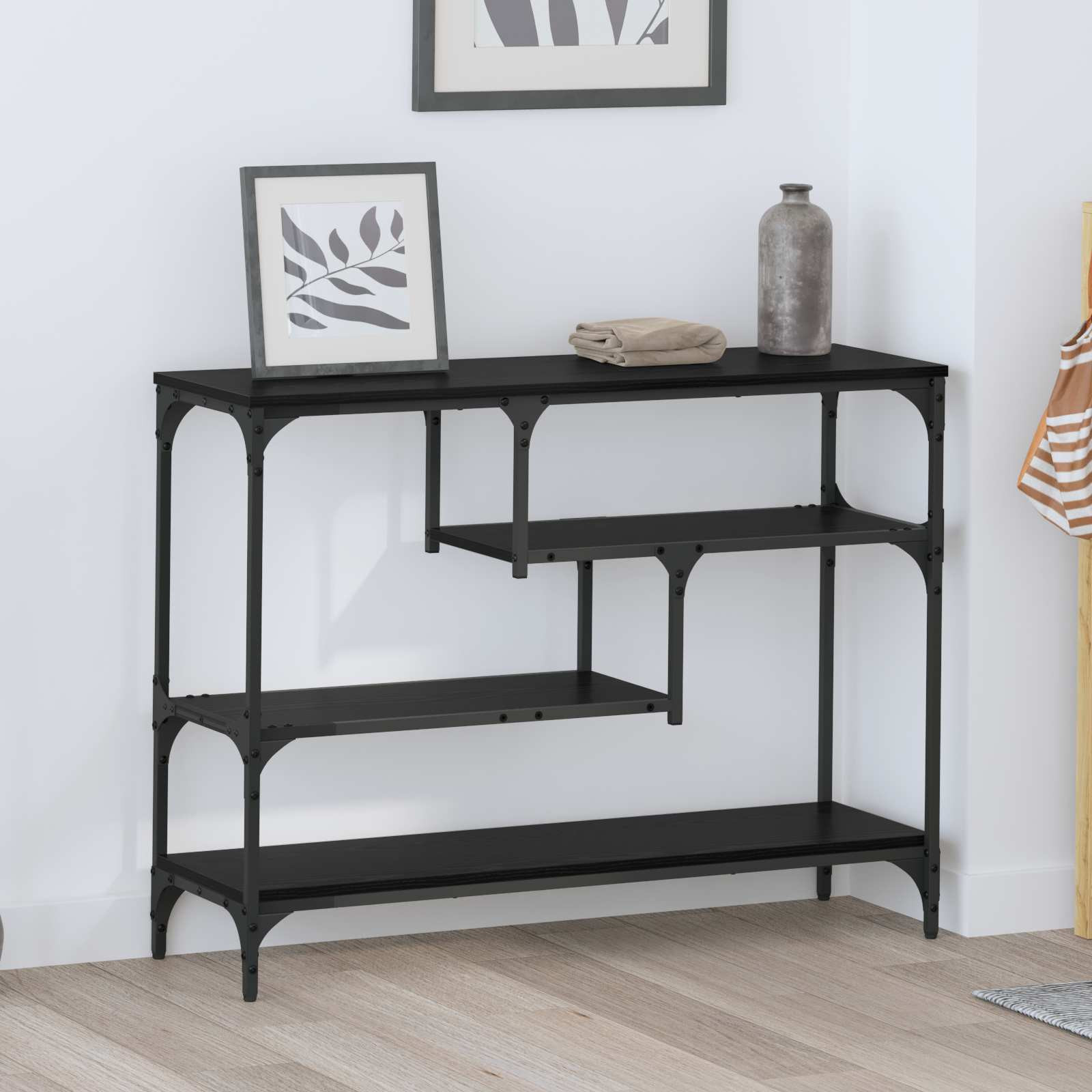 vidaXL Konsolentisch mit Regal Schwarz Eichen-Optik 100 x 30 x 75 cm