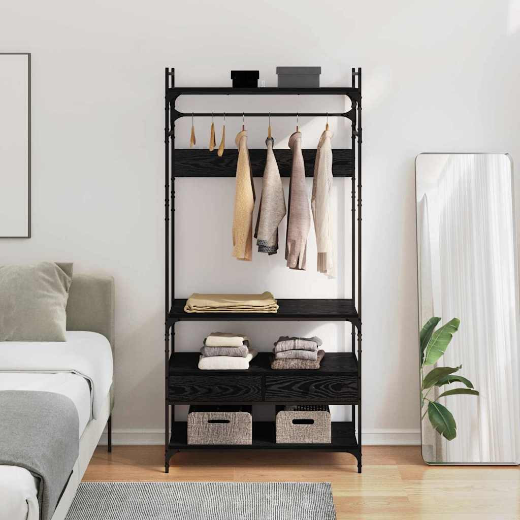 vidaXL Kleiderschrank Schwarz Eichen-Optik 89 x 39 x 184.5 cm