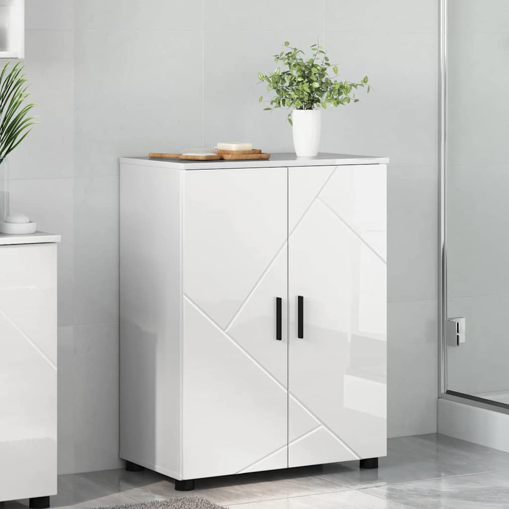 vidaXL Badezimmerschrank mit Speicher Hochglanz Weiß 60 x 35 x 80 cm