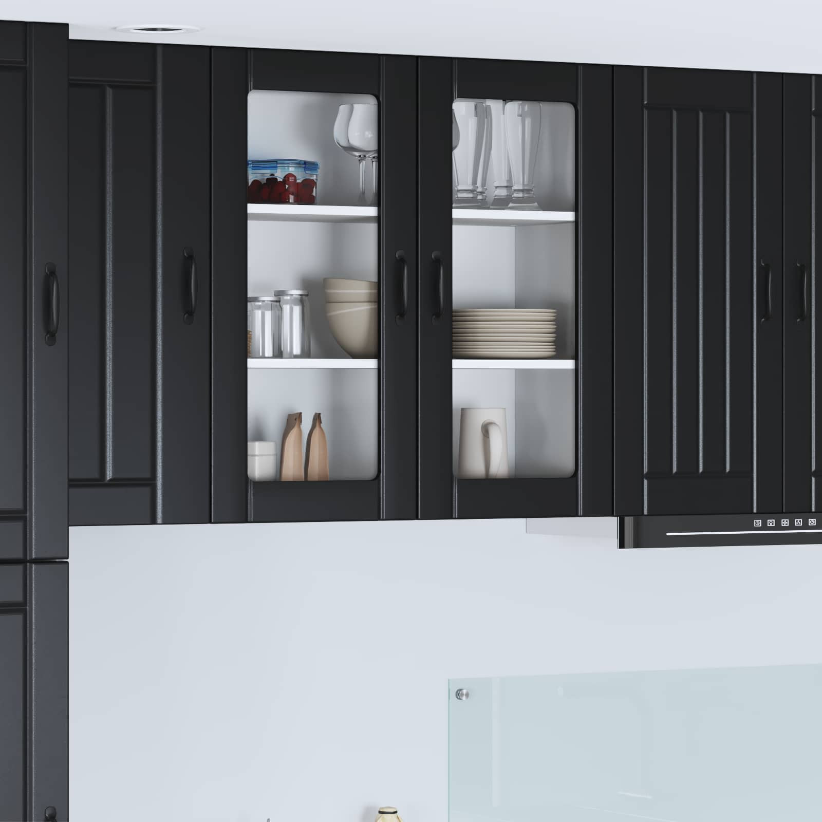 vidaXL Wandglas-Schrank LUCCA Schwarz 80 x 31 x 80 cm Holzwerkstoff