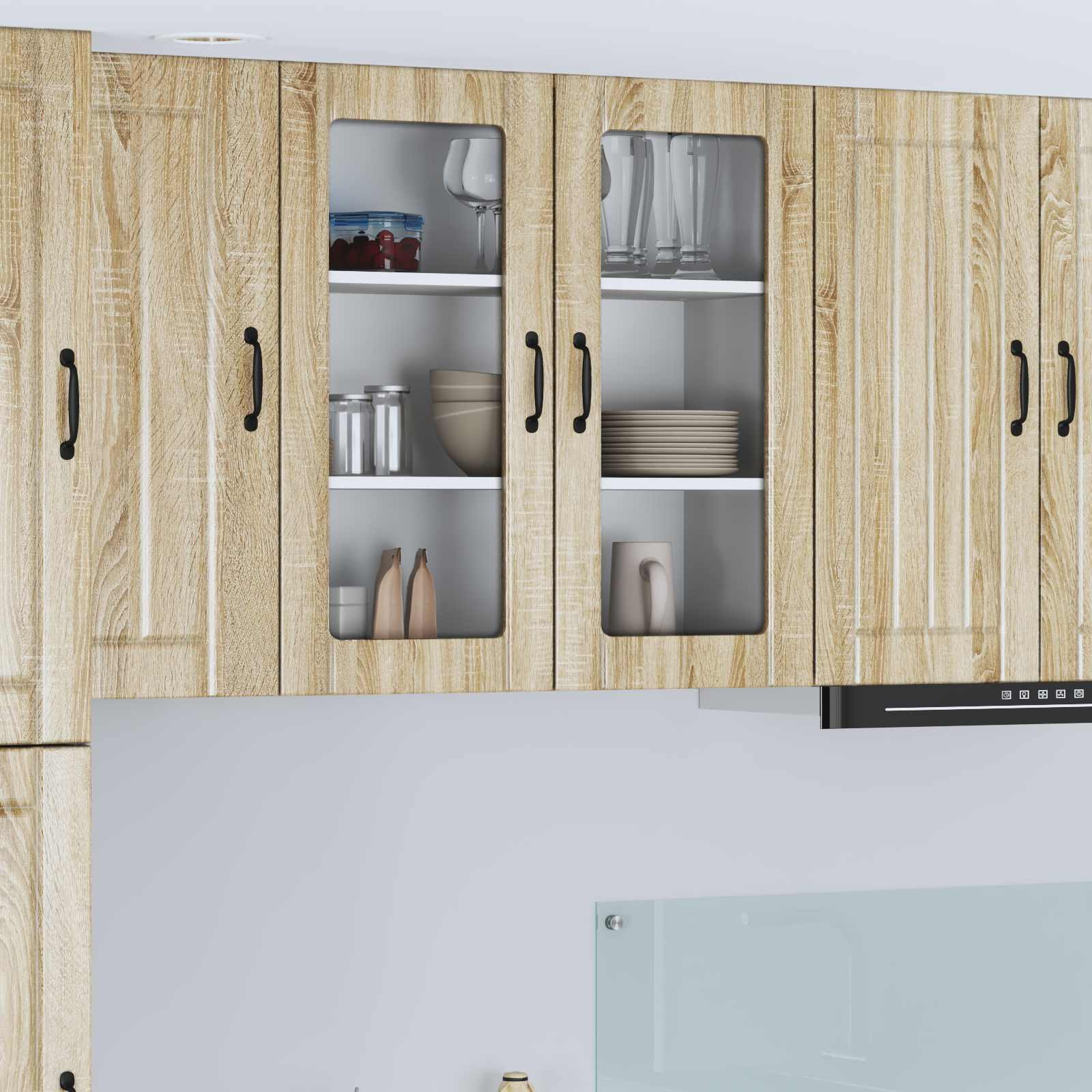 vidaXL Wandglas-Schrank LUCCA Sonoma-Eiche 80 x 31 x 80 cm