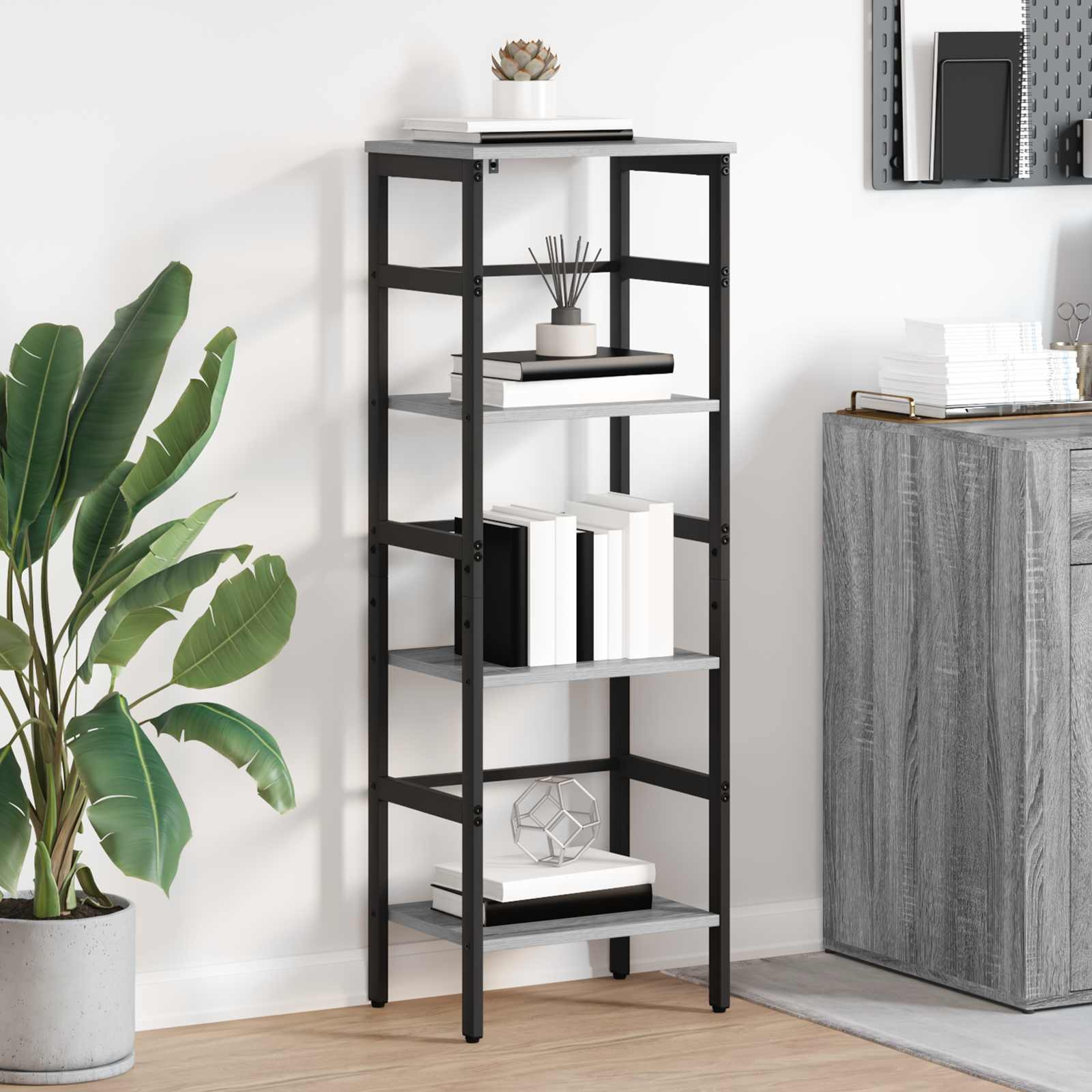 vidaXL Bücherregal Graues Sonoma 40 x 29,5 x 115 cm Holzwerkstoff