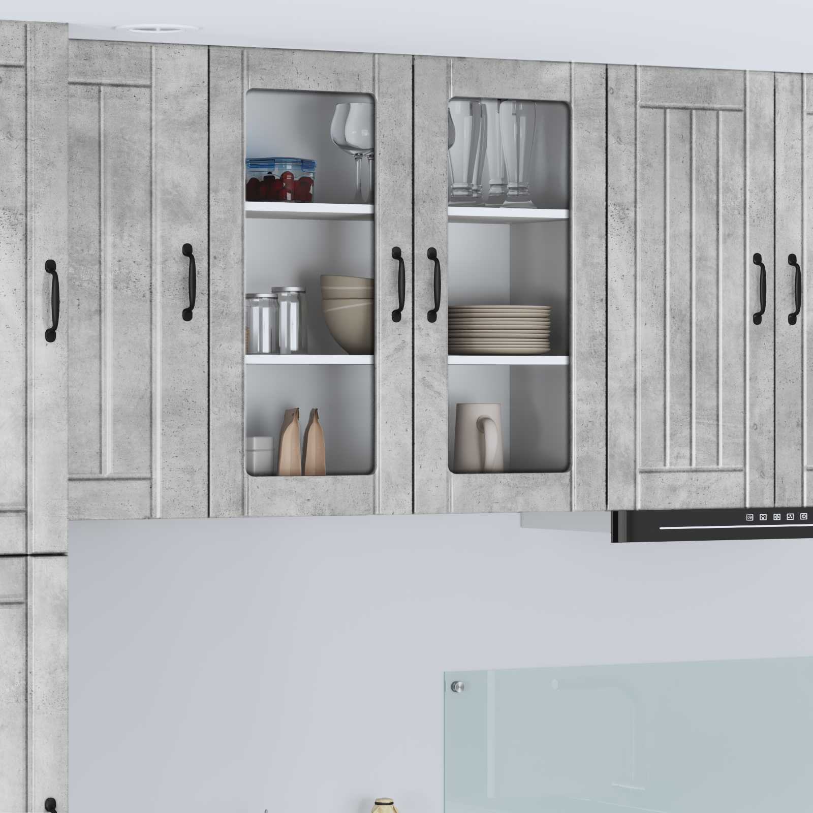 vidaXL Wandglas-Schrank LUCCA Betongrau 80 x 31 x 80 cm Holzwerkstoff