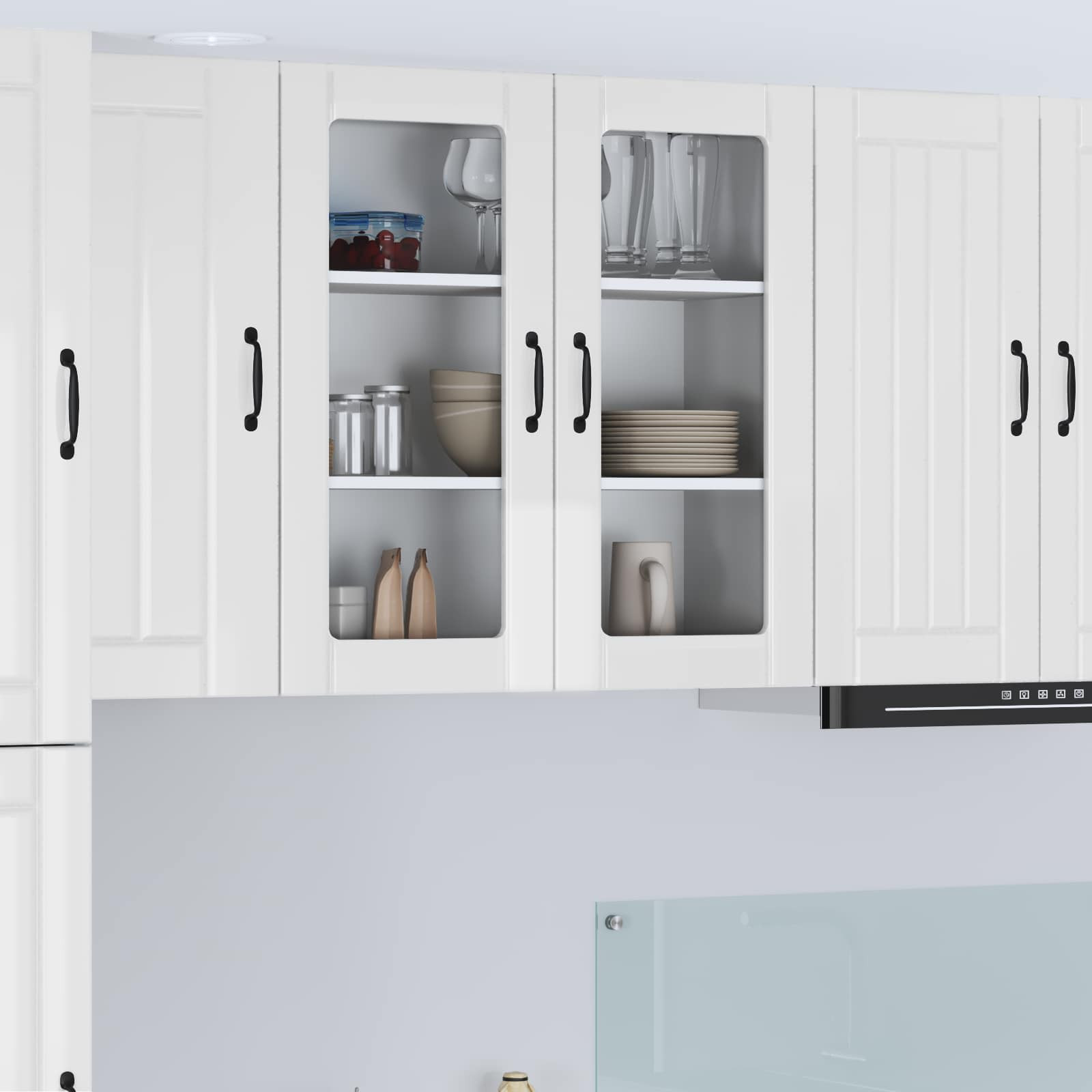 vidaXL Wandglas-Schrank LUCCA Hochglanz Weiß 80 x 31 x 80 cm
