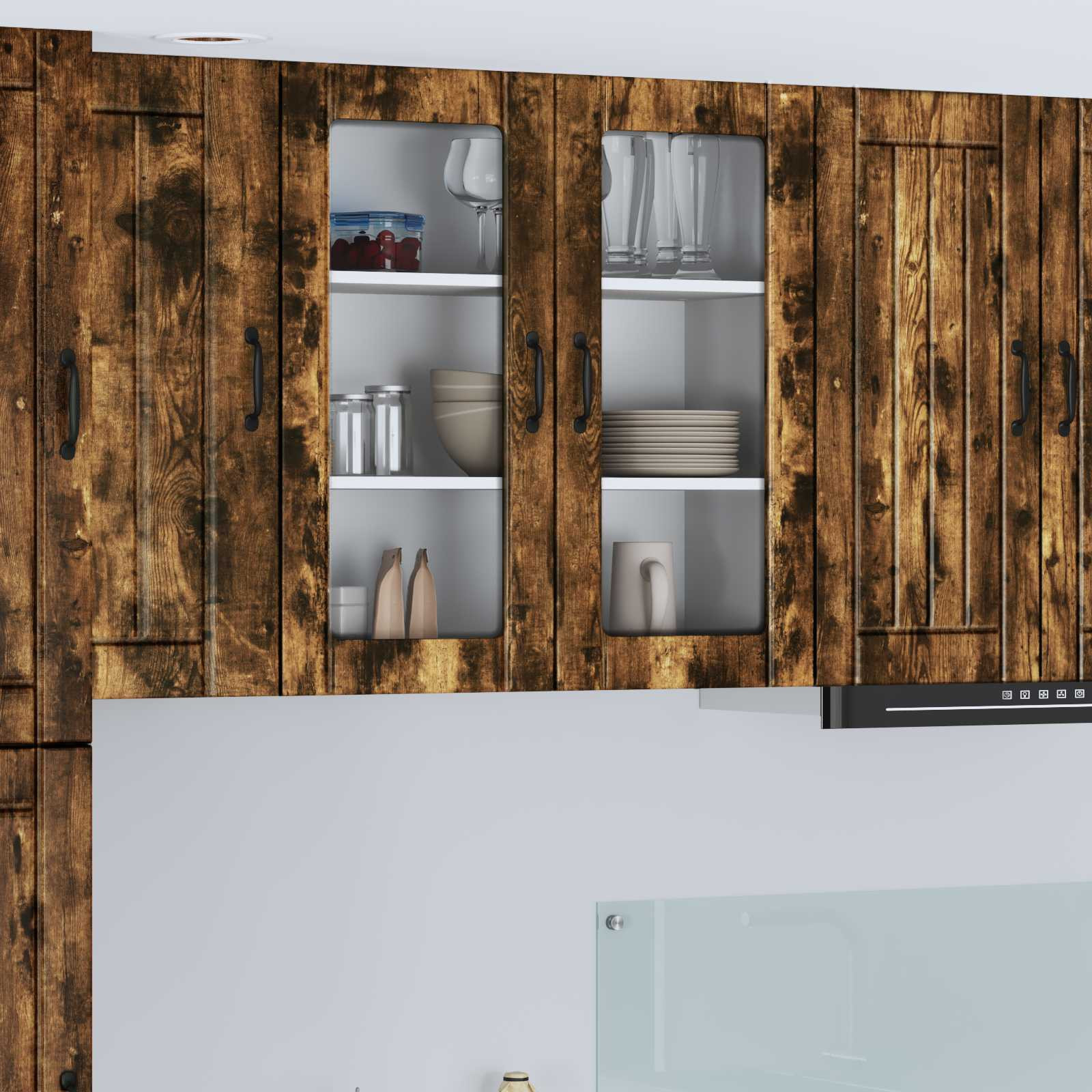 vidaXL Wandglas-Schrank LUCCA Geräucherte Eiche 80 x 31 x 80 cm