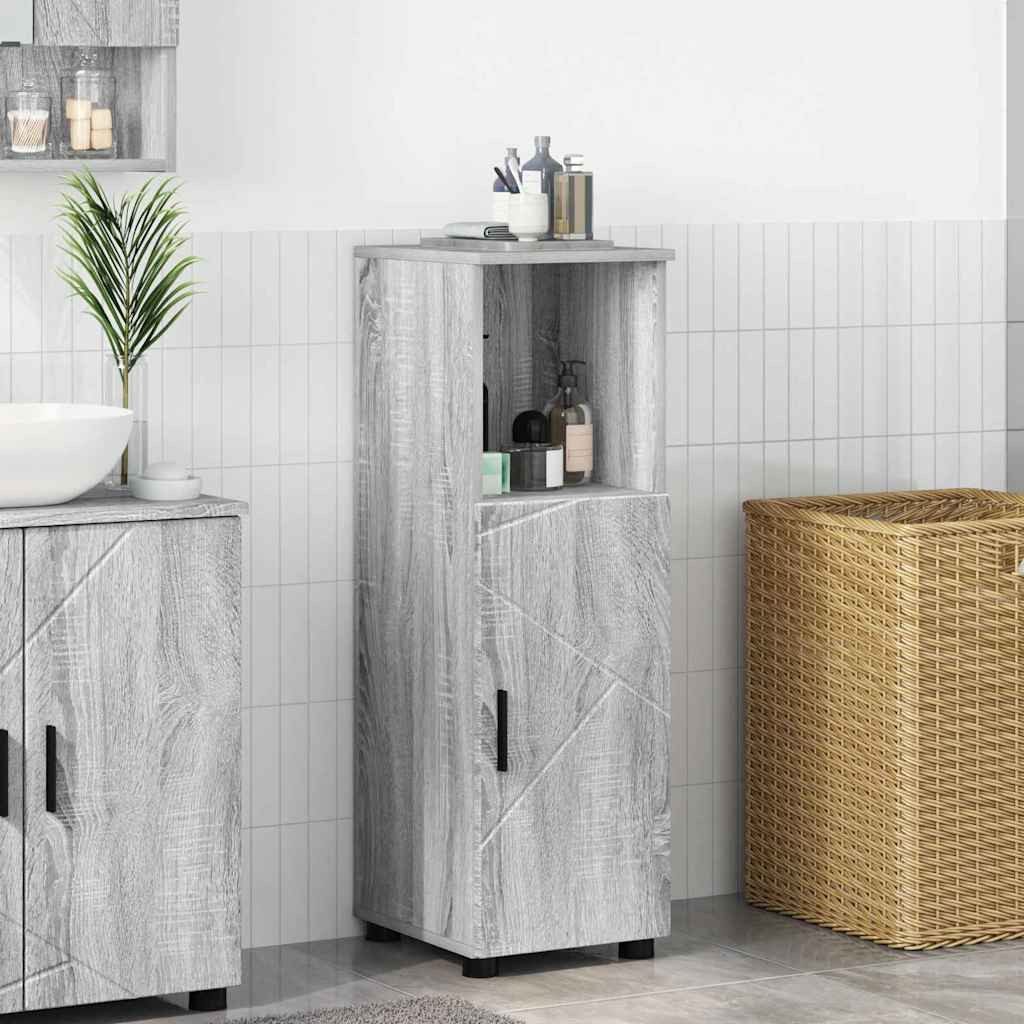 vidaXL Badezimmerschrank mit Speicher Graues Sonoma 30 x 35 x 95 cm