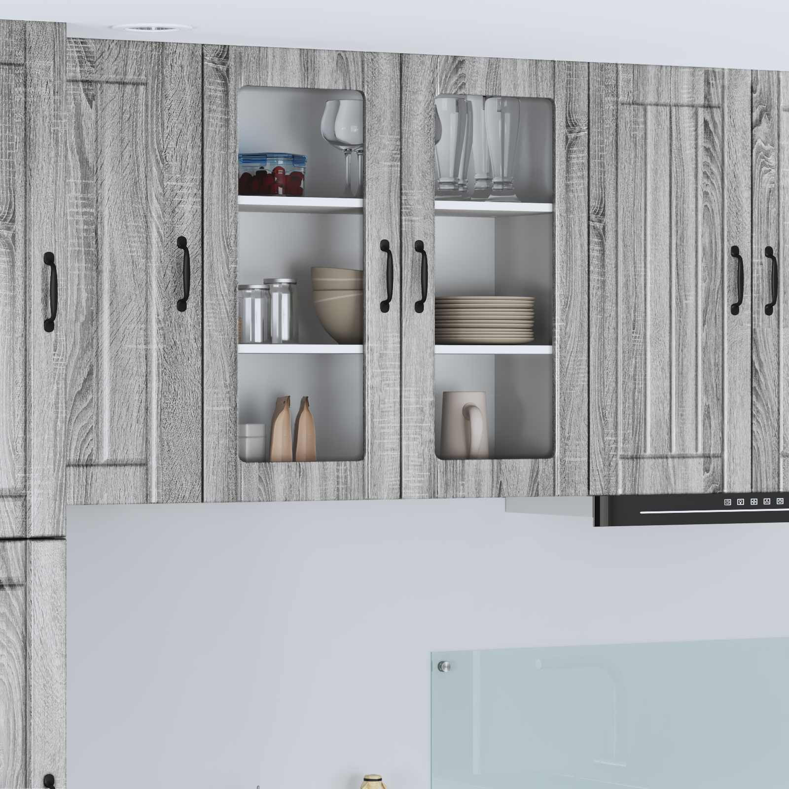 vidaXL Wandglas-Schrank LUCCA Graues Sonoma 80 x 31 x 80 cm