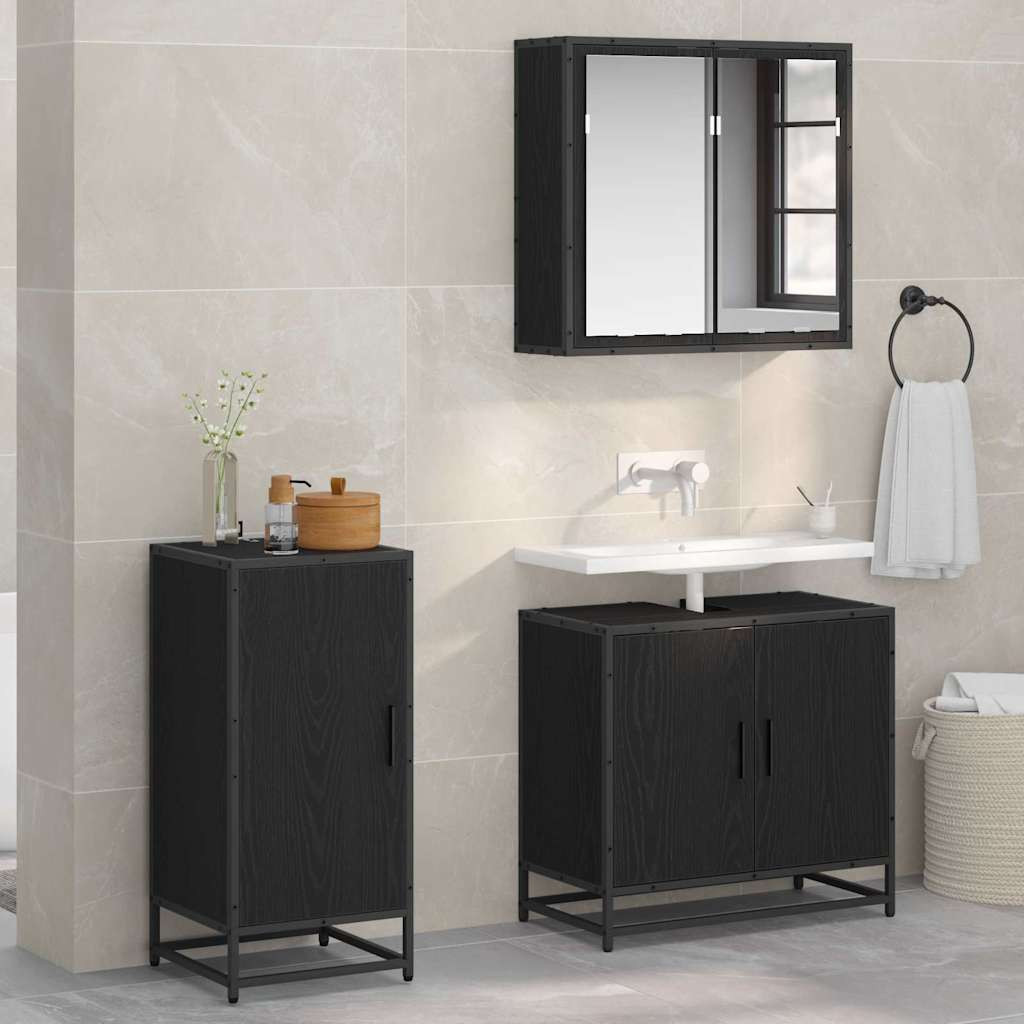 vidaXL Sideboard Schwarz Eichen-Optik 35,5 x 35 x 76 cm