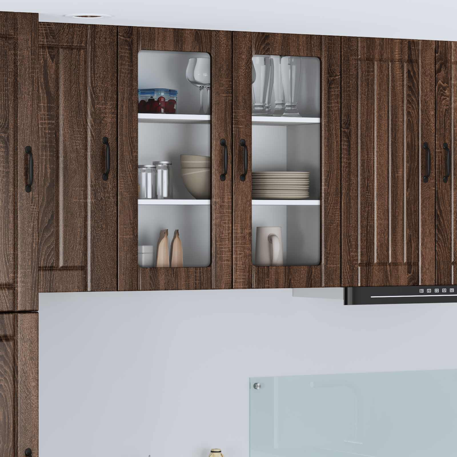 vidaXL Wandglas-Schrank LUCCA Brauneiche 80 x 31 x 80 cm Holzwerkstoff
