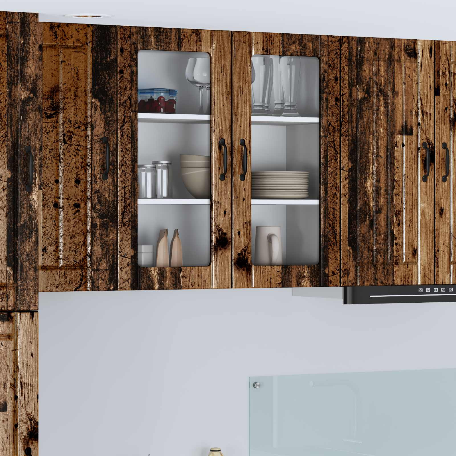 vidaXL Wandglas-Schrank LUCCA Altholz 80 x 31 x 80 cm Holzwerkstoff