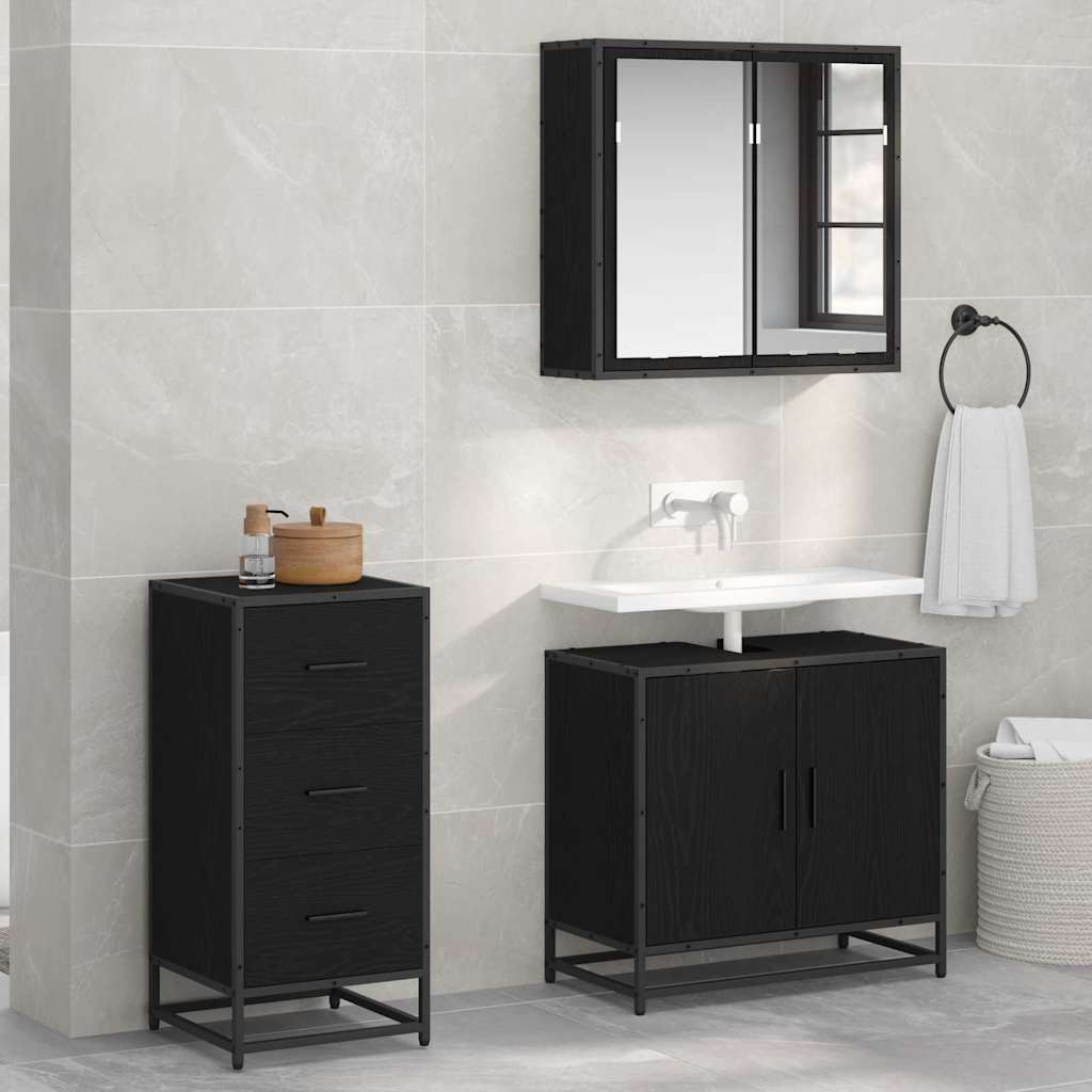 vidaXL Sideboard Schwarz Eichen-Optik 35,5 x 35 x 76 cm