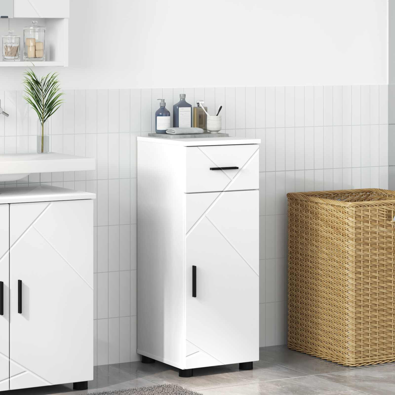 vidaXL Badezimmerschrank Weiß 30 x 35 x 80 cm Holzwerkstoff & Metall