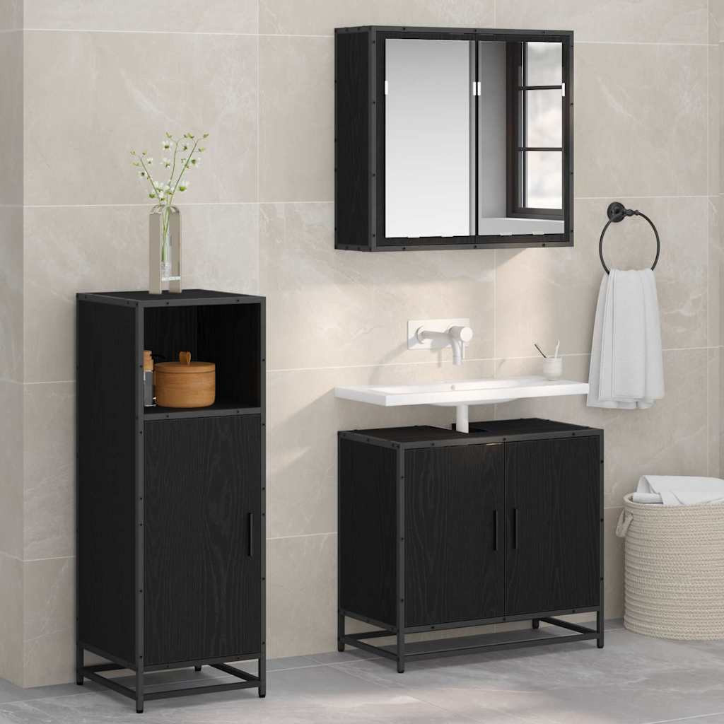 vidaXL Badezimmermöbel-Set Schwarz Eichen-Optik 35 x 37,5 x 100 cm