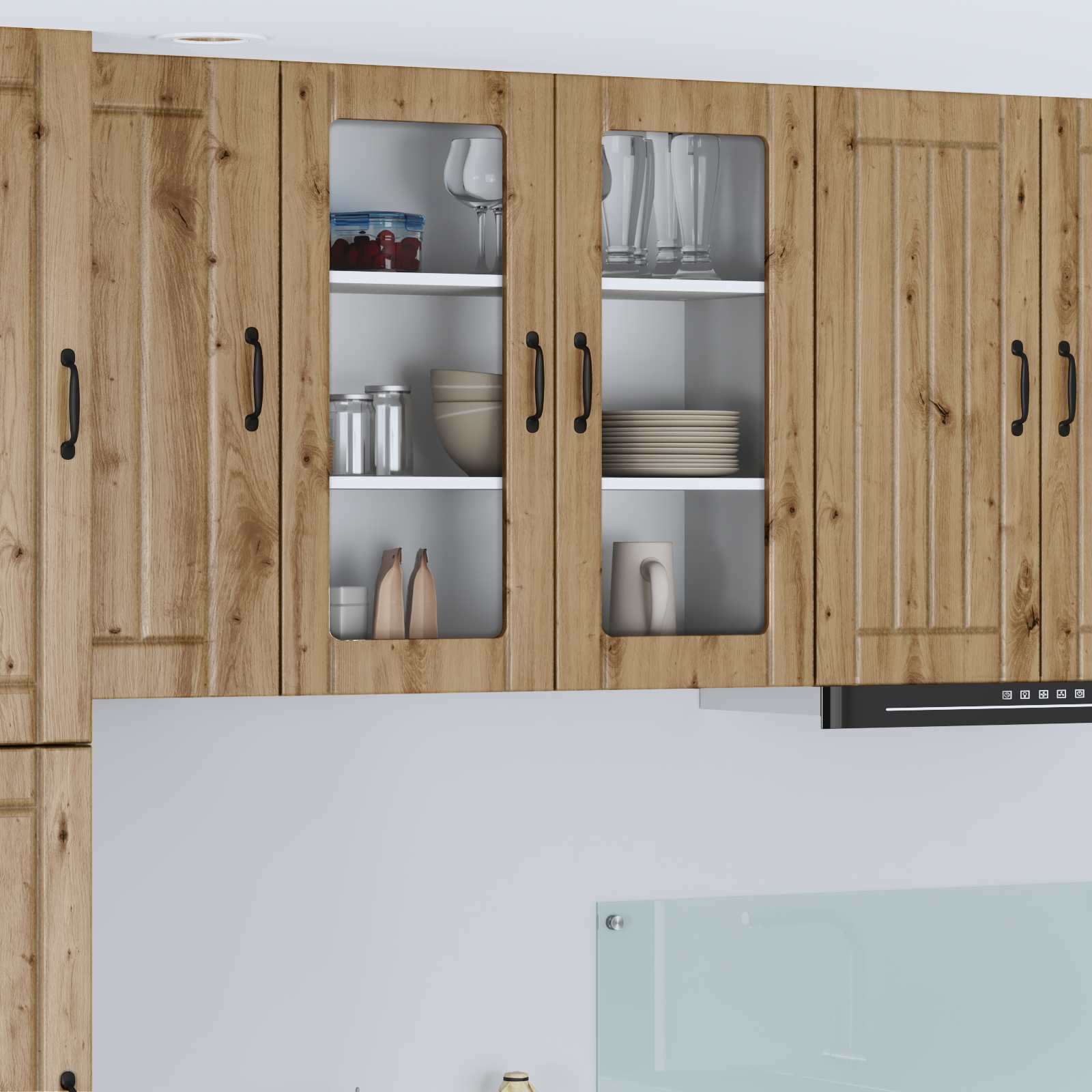vidaXL Wandglas-Schrank LUCCA Artisan-Eiche 80 x 31 x 80 cm