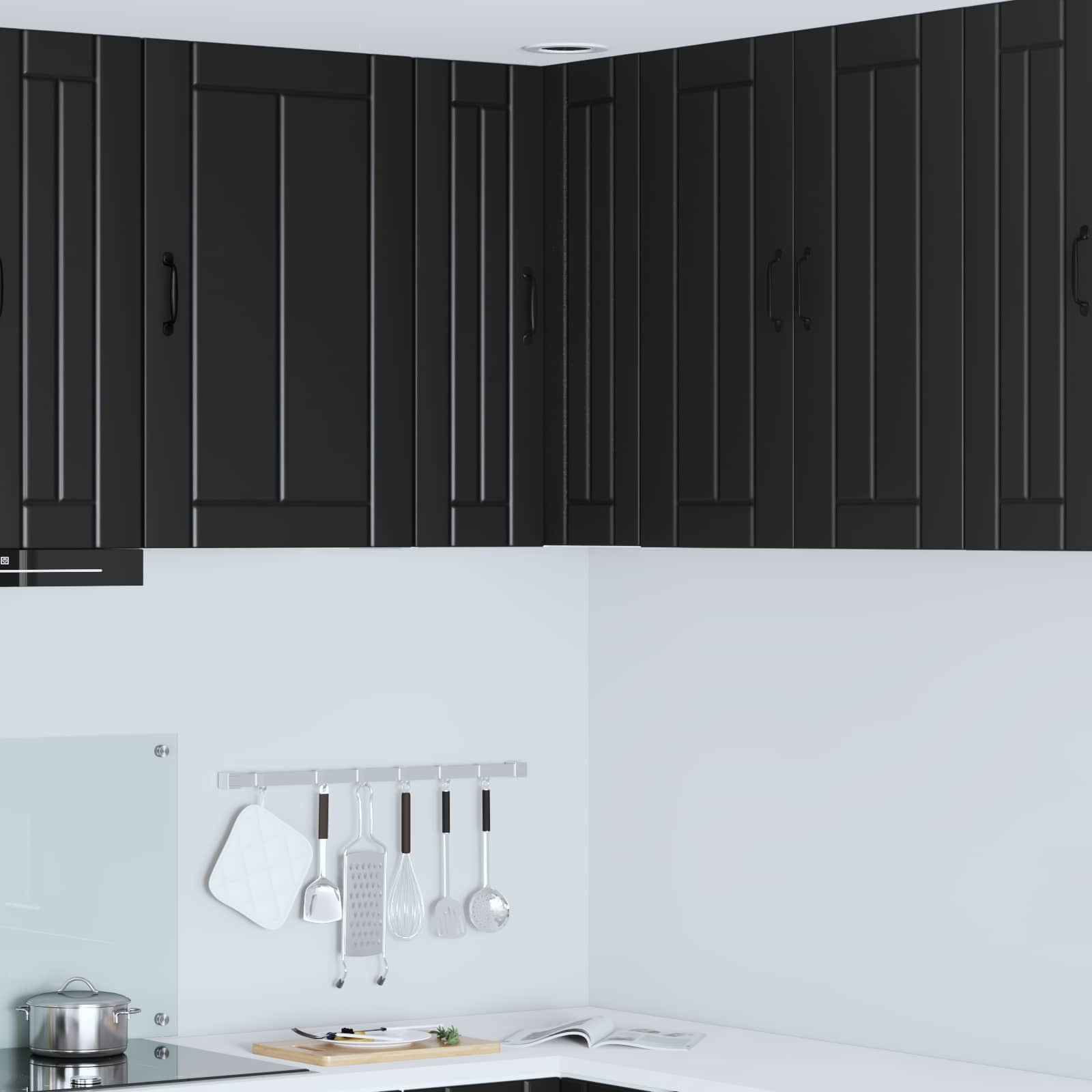 vidaXL Wand-Eckschrank LUCCA Schwarz 57 x 57 x 80 cm Holzwerkstoff