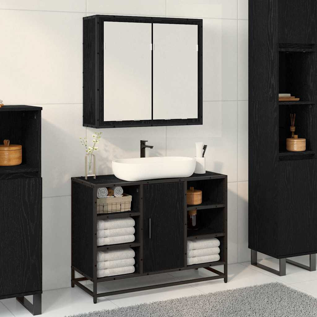 vidaXL Wandregal mit Regal Schwarz Eichen-Optik 65 x 20 x 60 cm