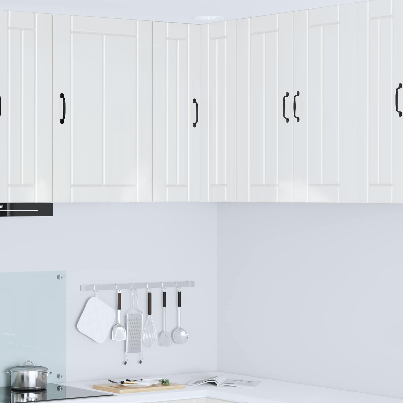 vidaXL Wand-Eckschrank LUCCA Hochglanz Weiß 57 x 57 x 80 cm