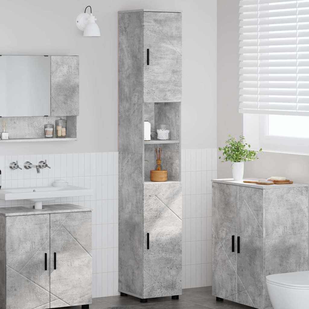 vidaXL Badezimmerschrank mit Speicher Beton Grau 30 x 35 x 192 cm