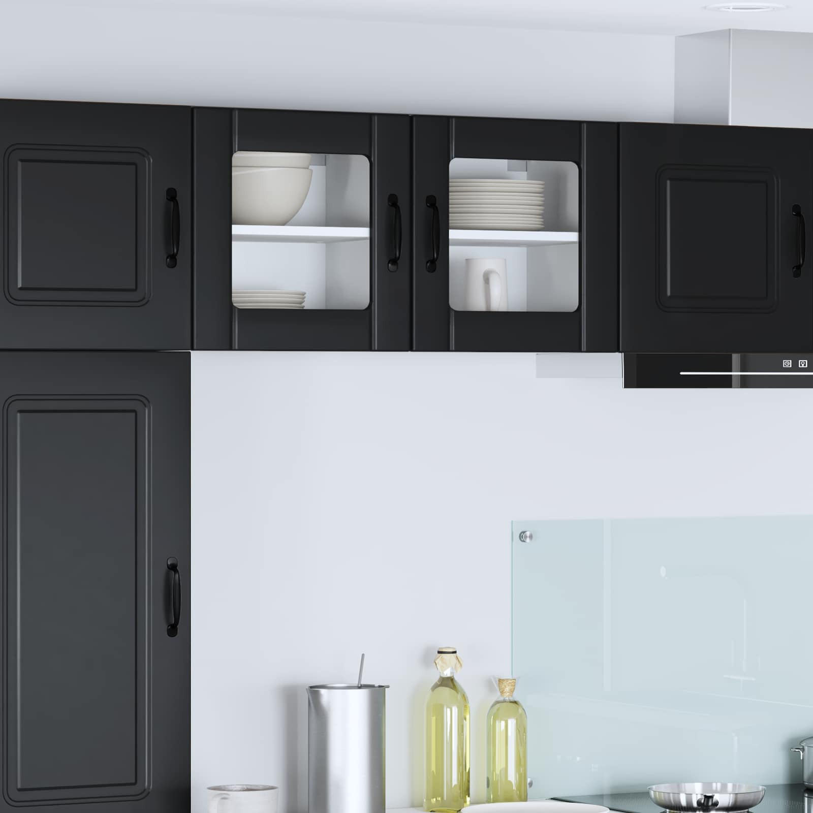 vidaXL Wandglas-Schrank LUCCA Schwarz 40 x 31 x 40 cm Holzwerkstoff