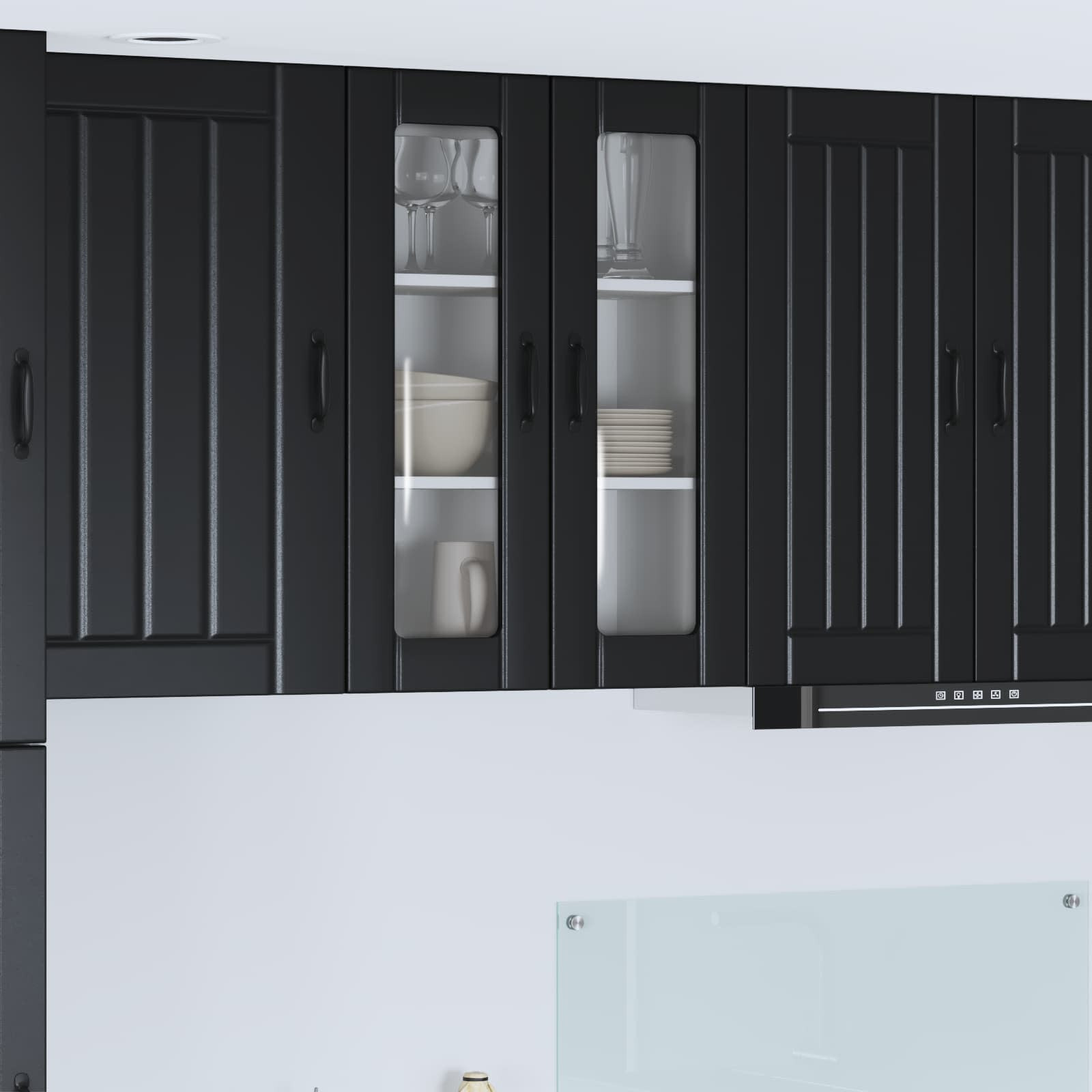 vidaXL Wandglas-Schrank LUCCA Schwarz 60 x 31 x 80 cm Holzwerkstoff