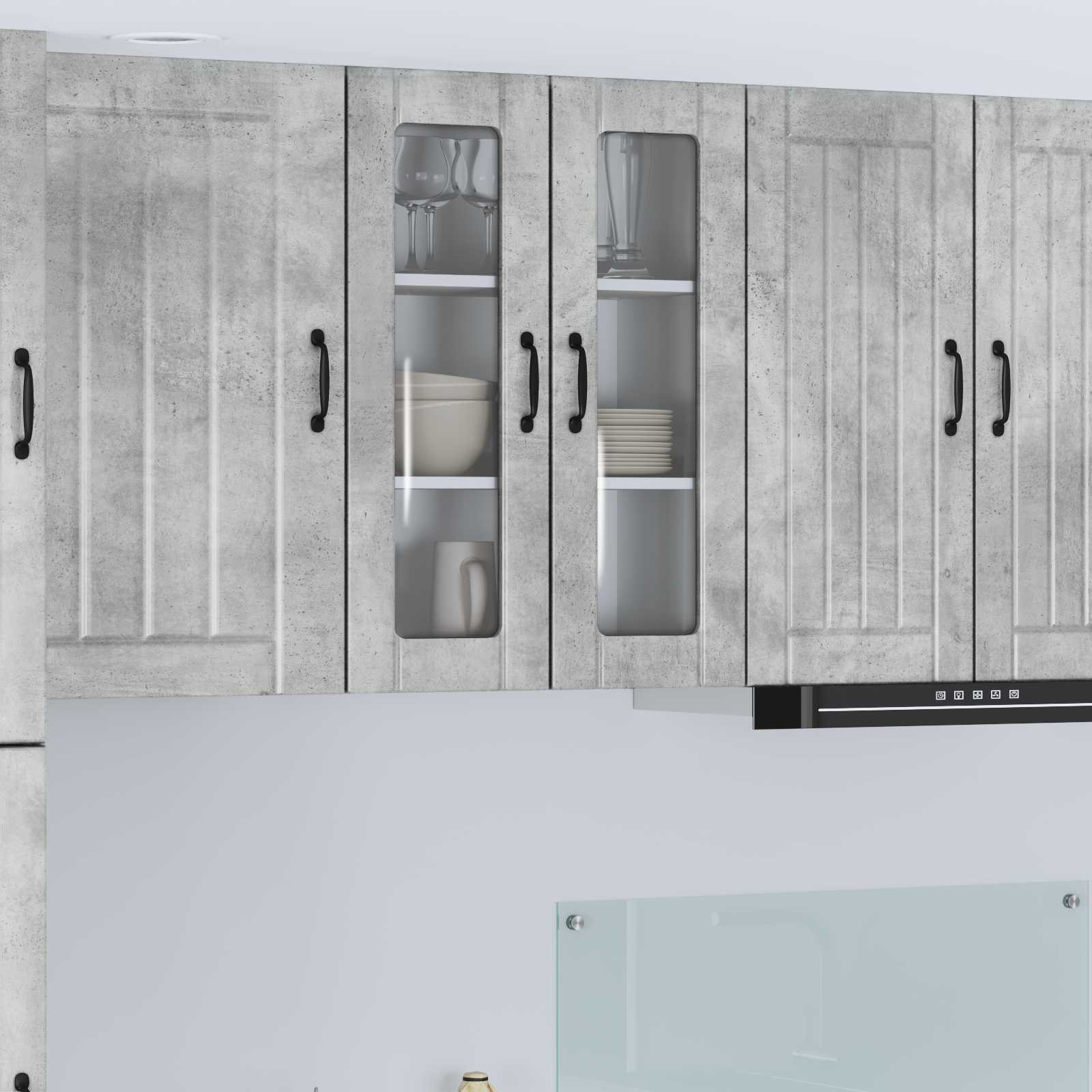 vidaXL Wandglas-Schrank LUCCA Betongrau 60 x 31 x 80 cm Holzwerkstoff