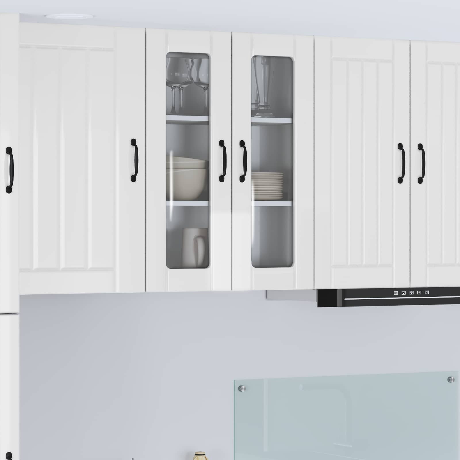 vidaXL Wandglas-Schrank LUCCA Hochglanz Weiß 60 x 31 x 80 cm
