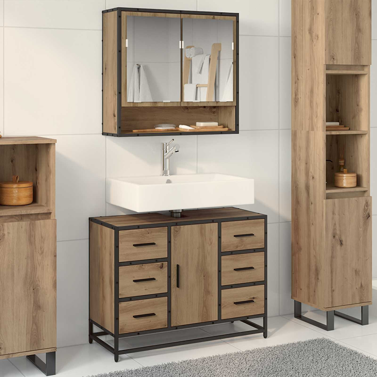 vidaXL Badezimmerschrank Artisan-Eiche 80 x 33 x 60 cm Holzwerkstoff