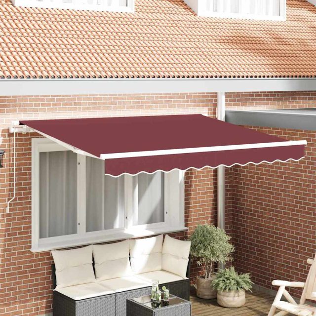 vidaXL Einziehbare Markise Bordeauxrot 250 x 200 cm Stoff