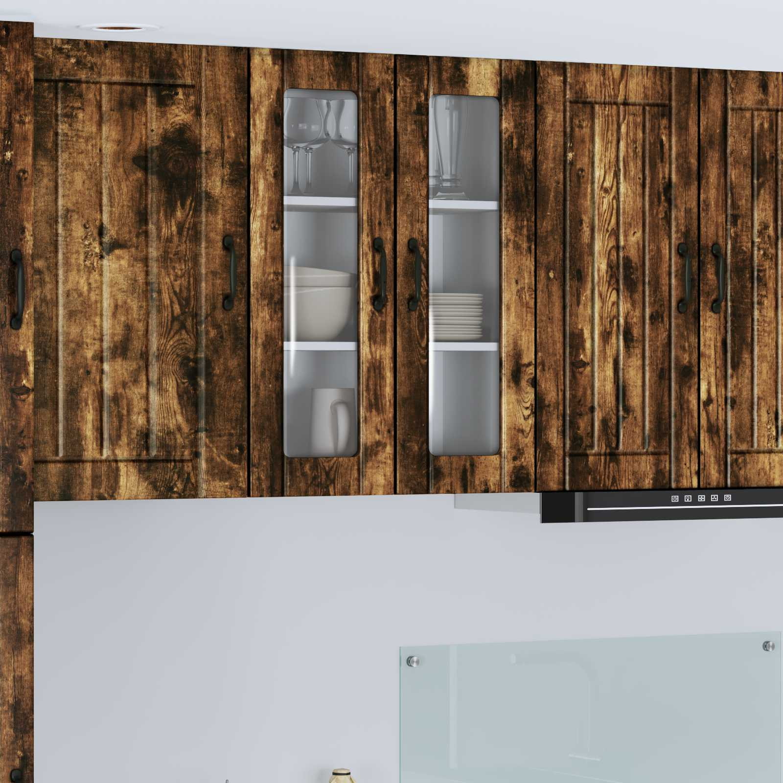 vidaXL Wandglas-Schrank LUCCA Geräucherte Eiche 60 x 31 x 80 cm