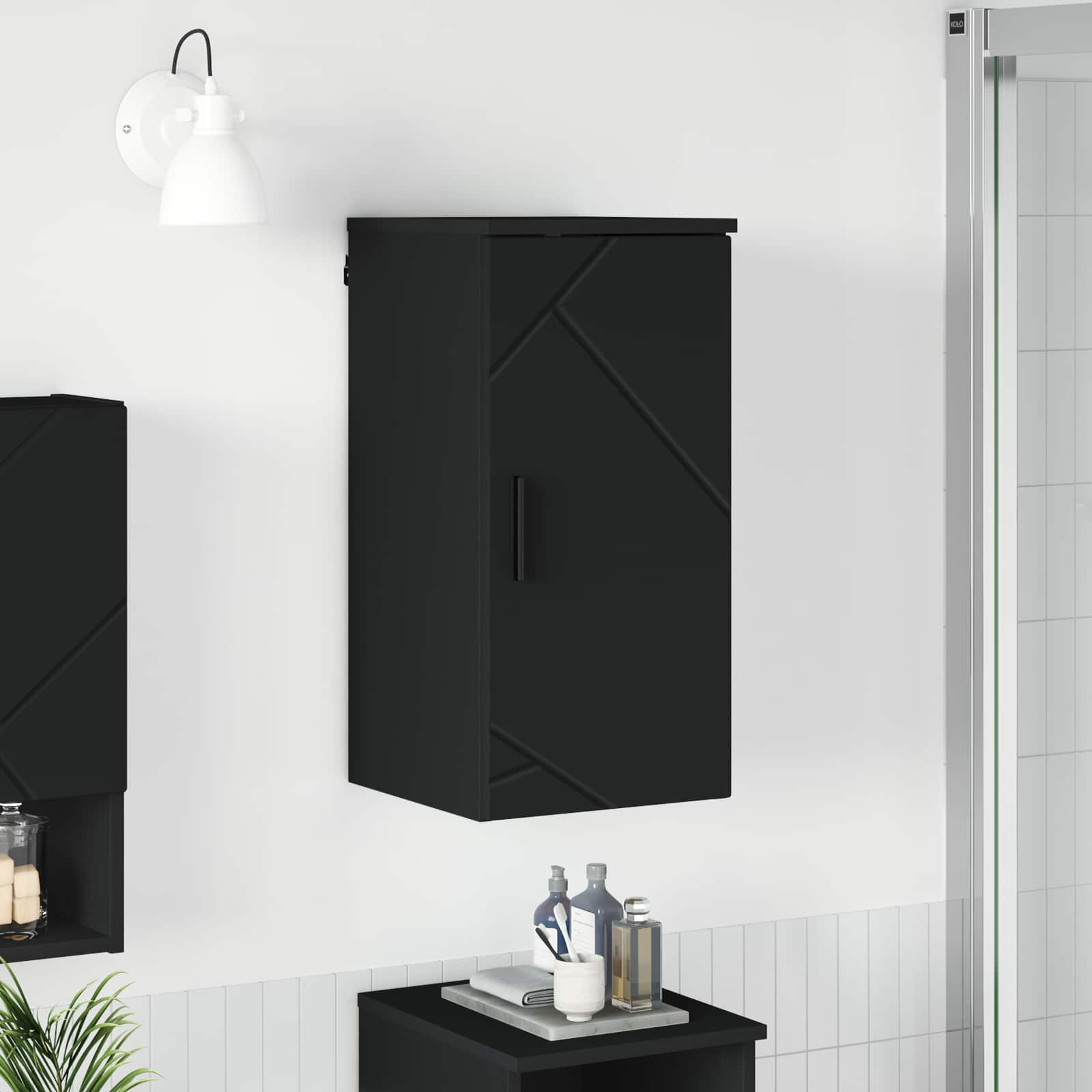 vidaXL Badezimmerschrank Wandmontiert Schwarz 30 x 31,5 x 61 cm