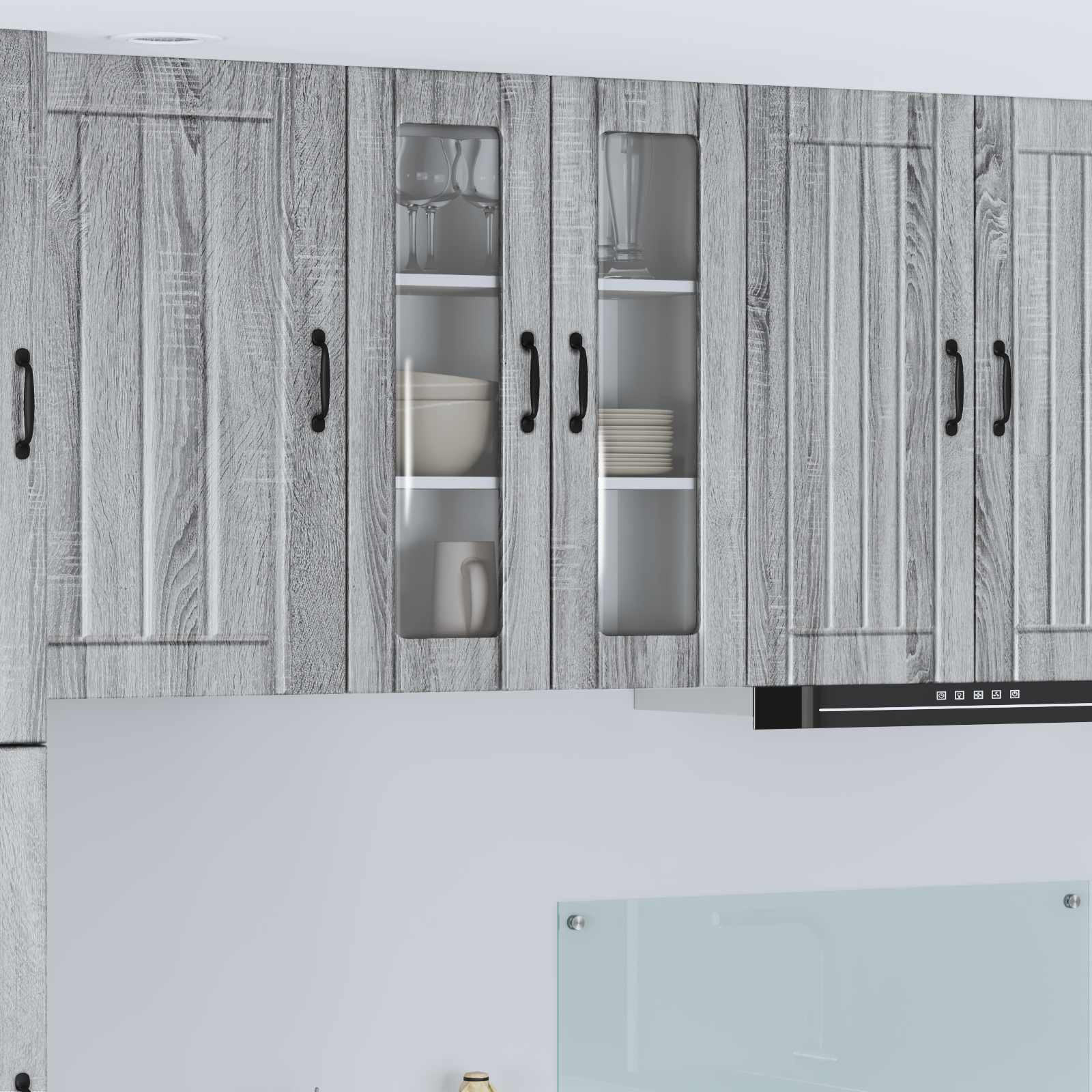 vidaXL Wandglas-Schrank LUCCA Graues Sonoma 60 x 31 x 80 cm