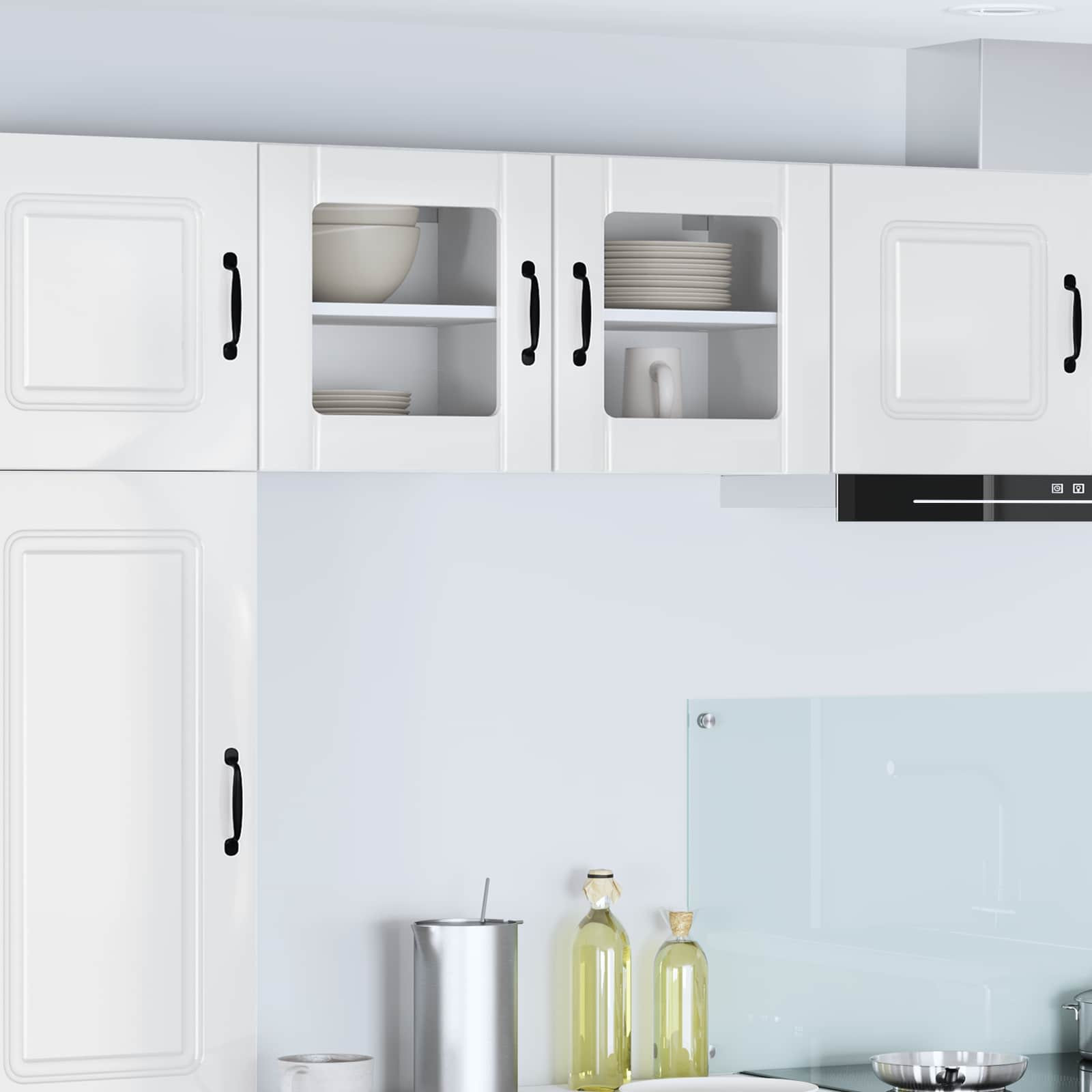 vidaXL Wandglas-Schrank LUCCA Hochglanz Weiß 40 x 31 x 40 cm