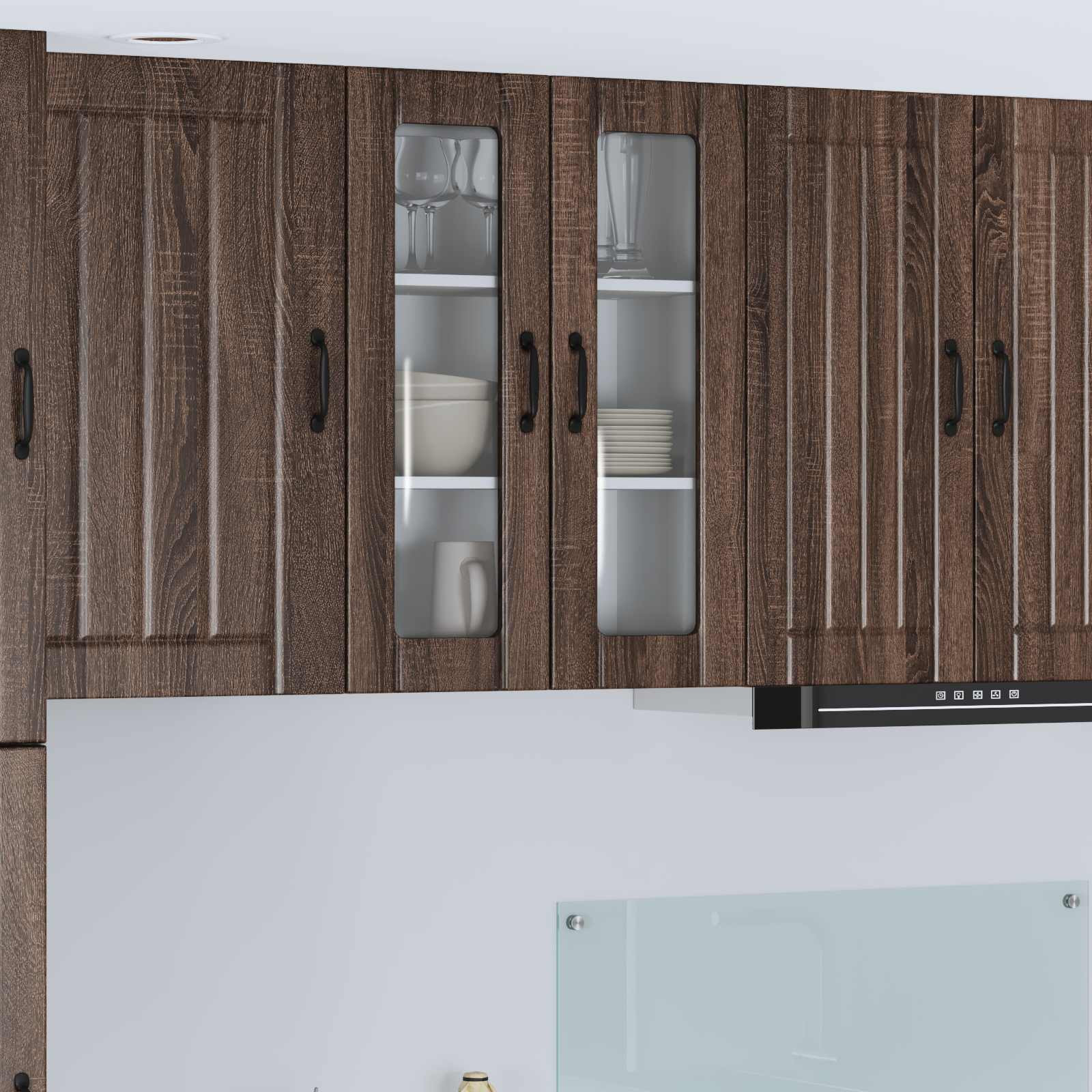 vidaXL Wandglas-Schrank LUCCA Brauneiche 60 x 31 x 80 cm Holzwerkstoff