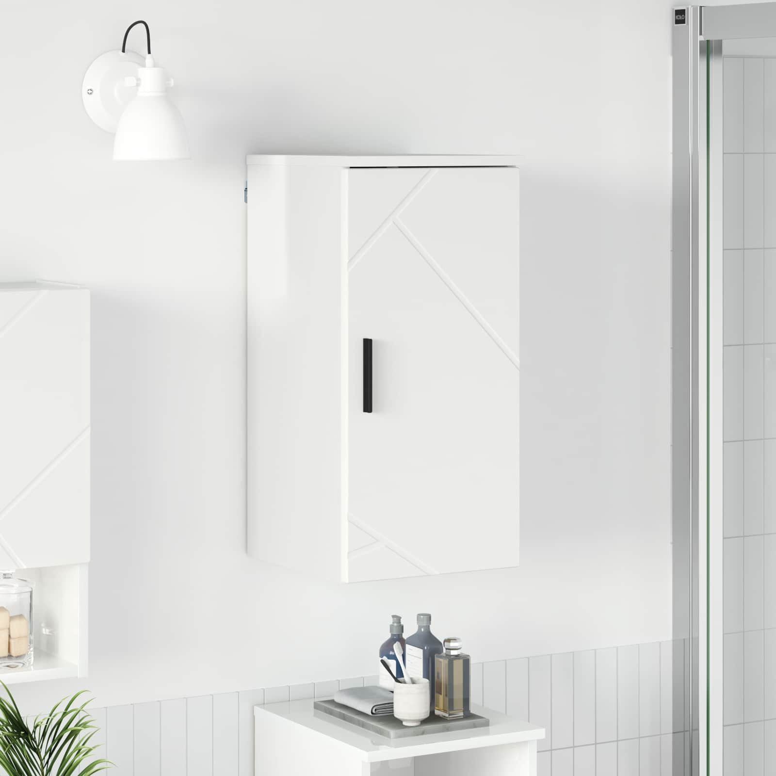 vidaXL Badezimmerschrank Wandmontiert Hochglanz Weiß 30 x 31,5 x 61 cm