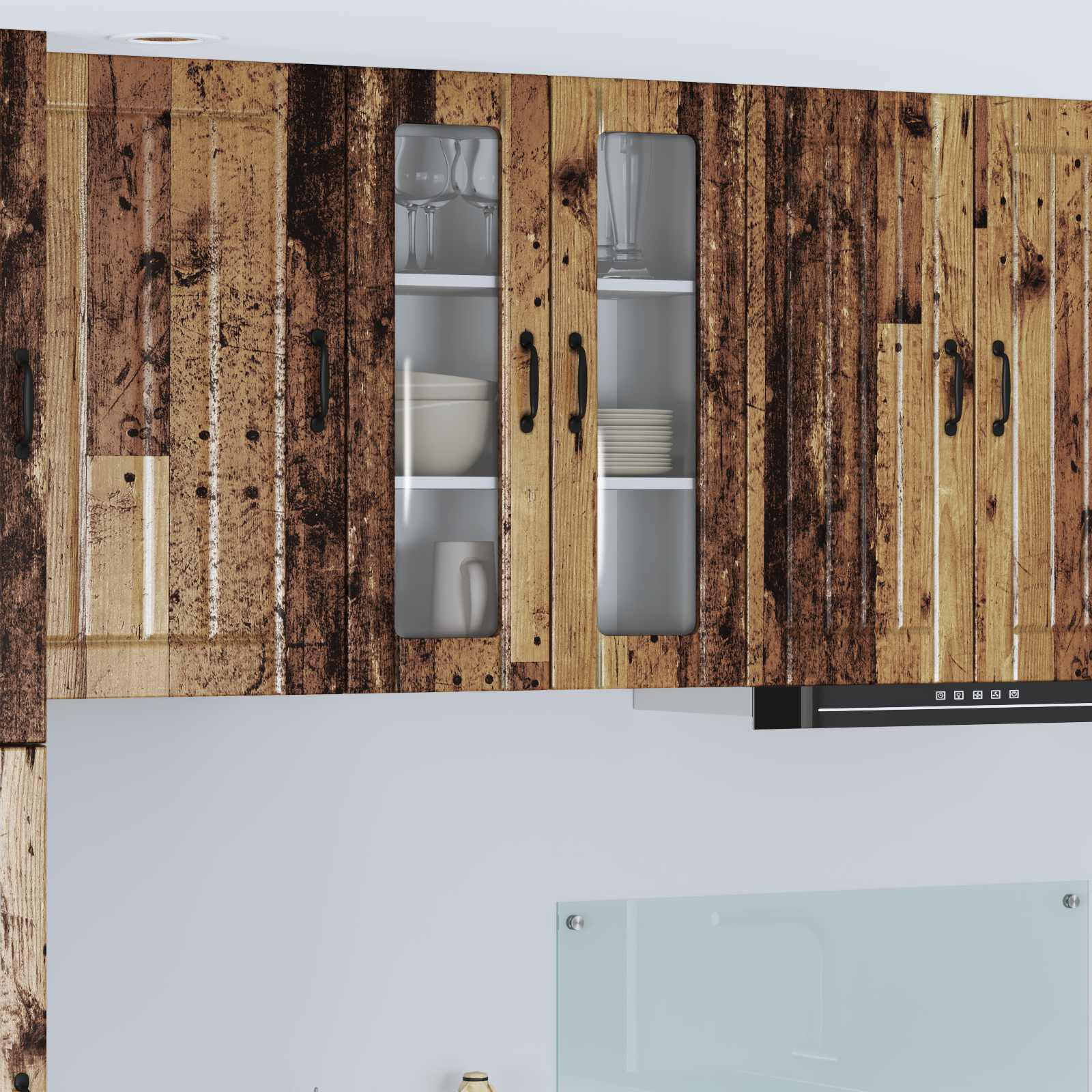 vidaXL Wandglas-Schrank LUCCA Altholz 60 x 31 x 80 cm Holzwerkstoff