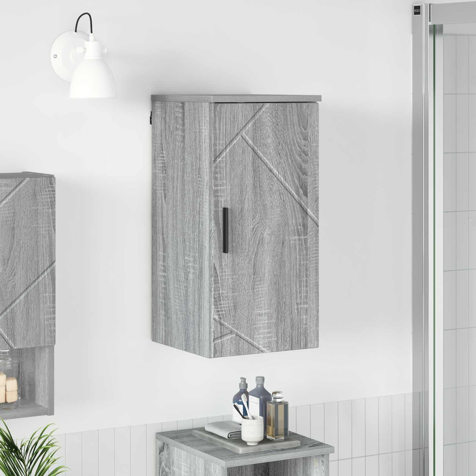 vidaXL Badezimmerschrank Wandmontiert Graues Sonoma 30 x 31,5 x 61 cm
