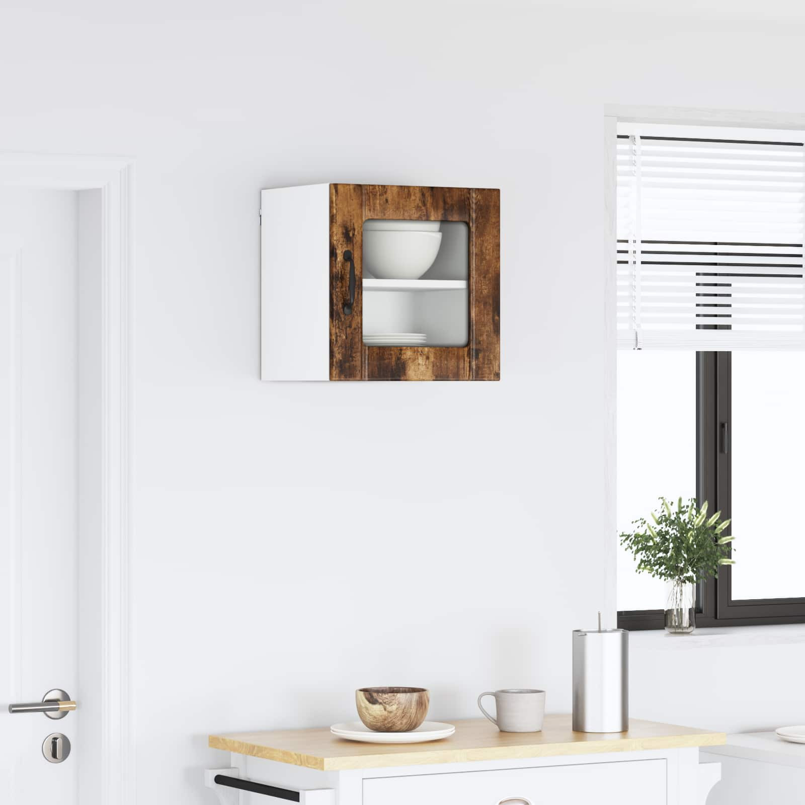 vidaXL Wandglas-Schrank LUCCA Geräucherte Eiche 40 x 31 x 40 cm