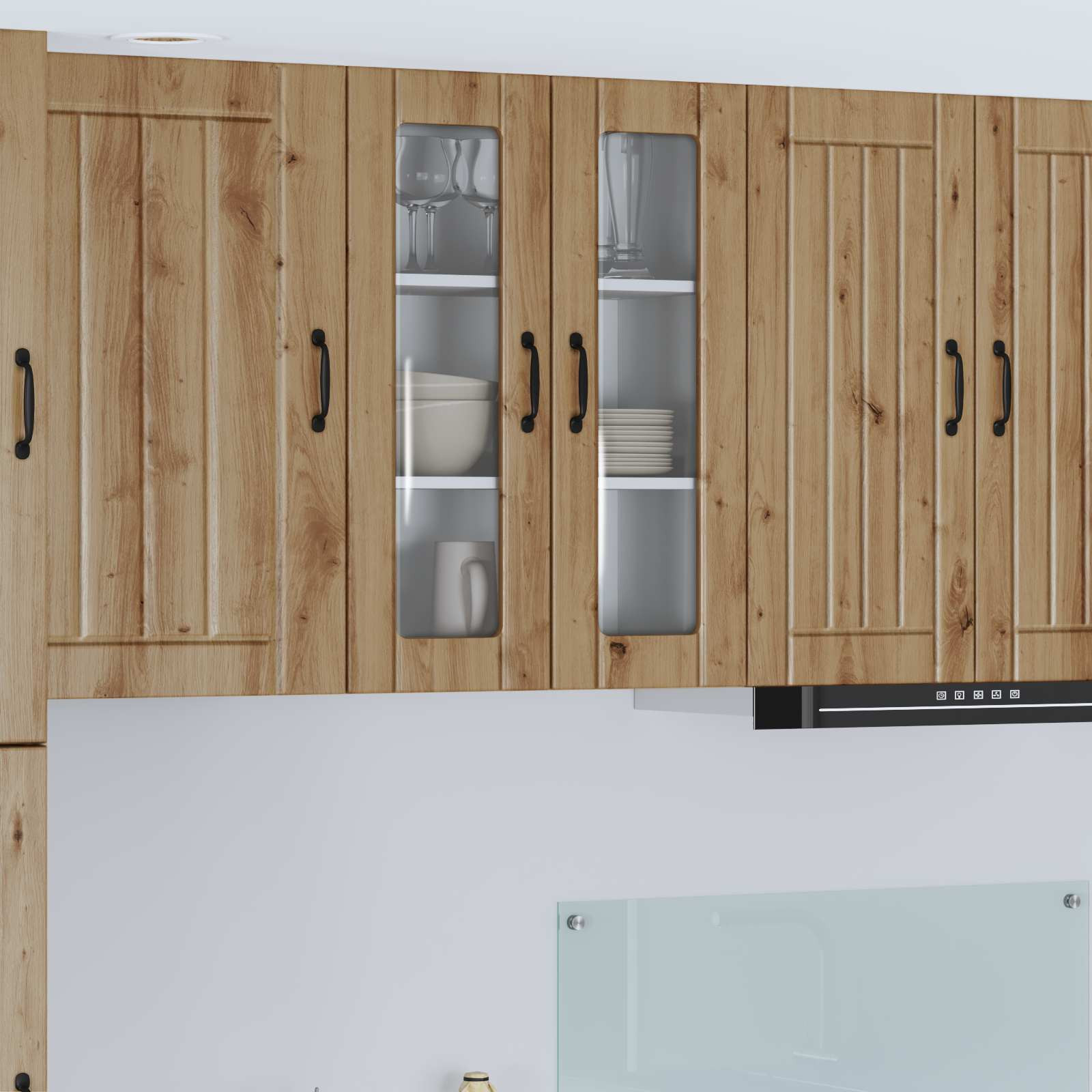 vidaXL Wandglas-Schrank LUCCA Artisan-Eiche 60 x 31 x 80 cm