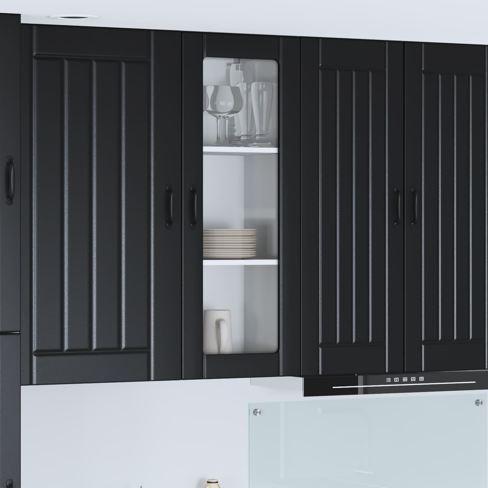 vidaXL Wandglas-Schrank LUCCA Schwarz 40 x 31 x 100 cm Holzwerkstoff