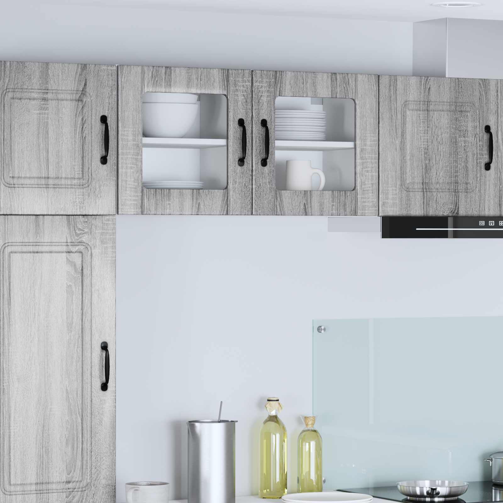 vidaXL Wandglas-Schrank LUCCA 2 pcs Graues Sonoma 40 x 31 x 40 cm