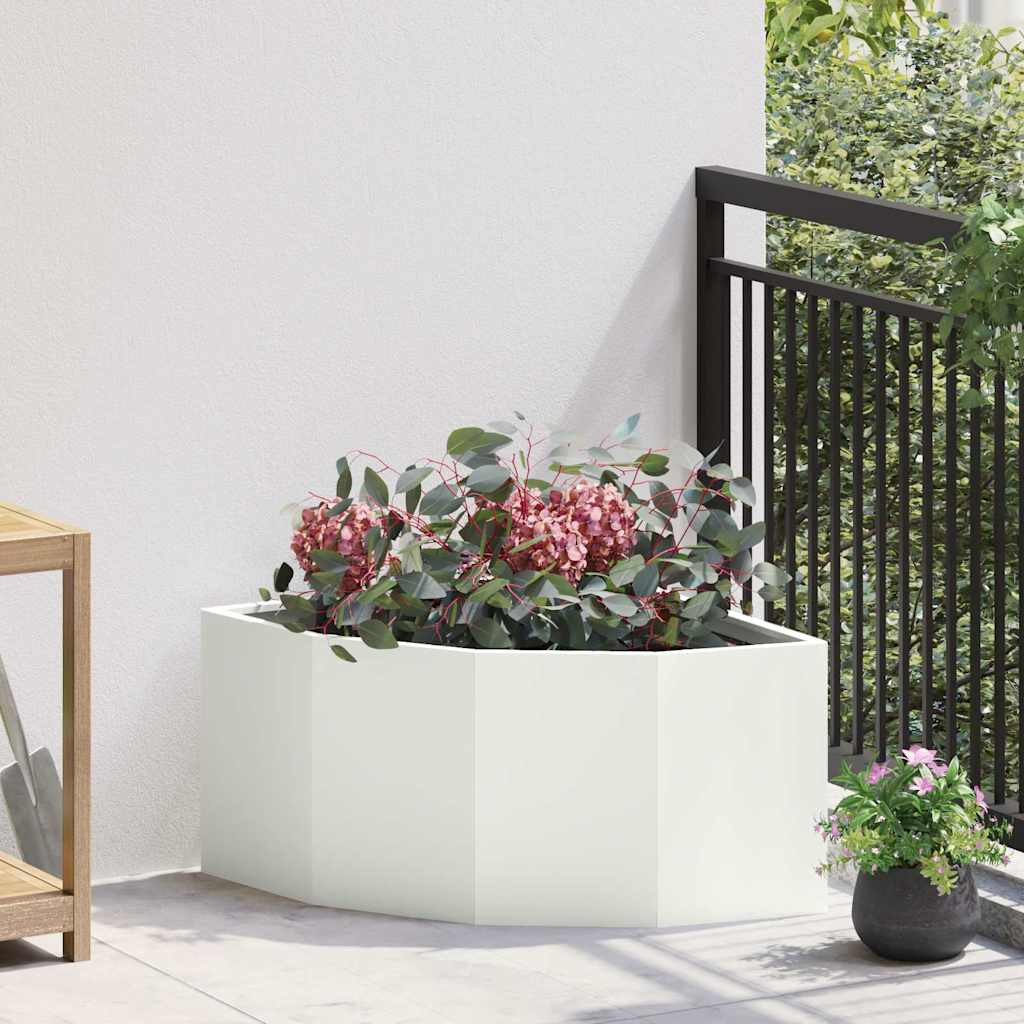 vidaXL Eckpflanzer Weiß 60 x 60 x 35 cm Stahl