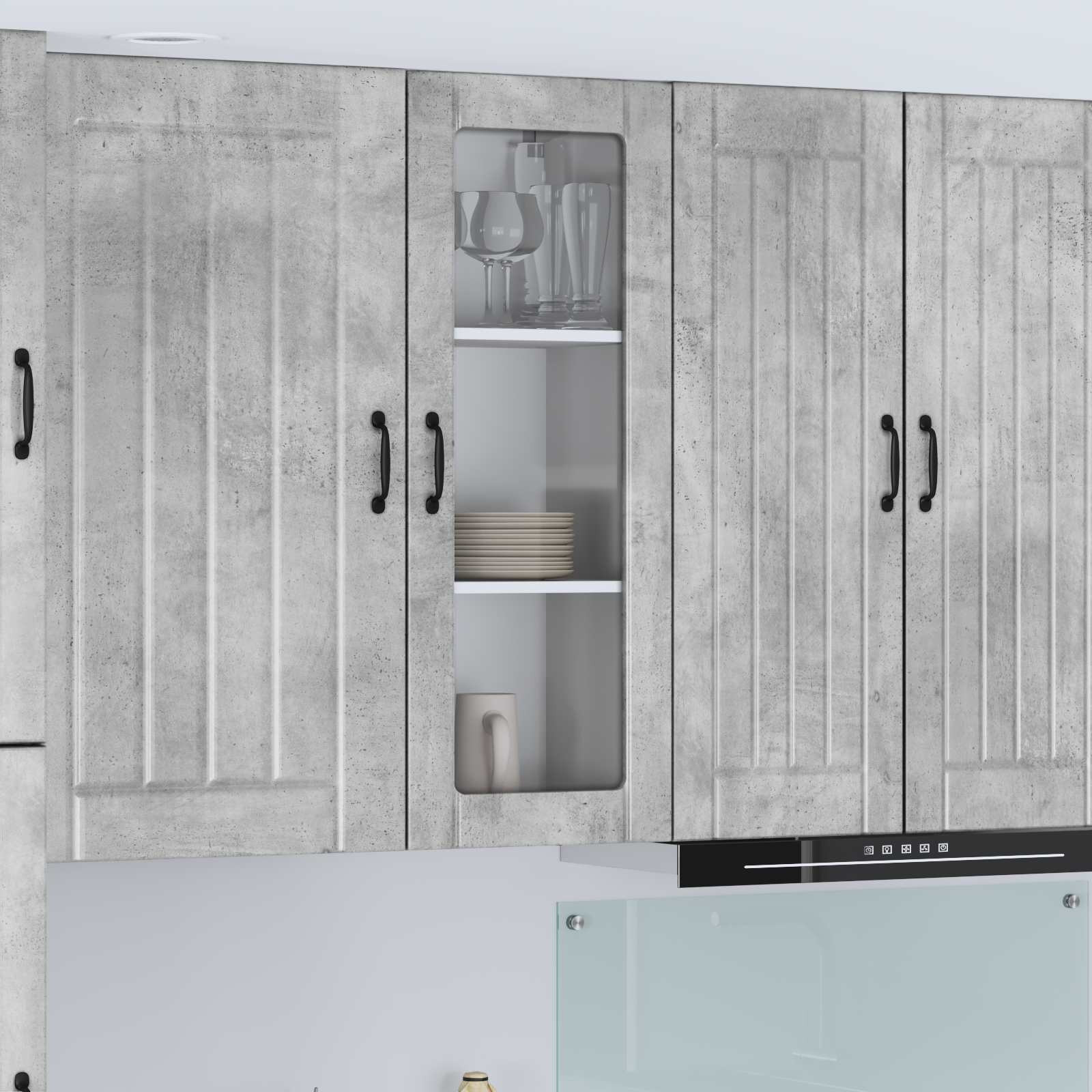 vidaXL Wandglas-Schrank LUCCA Betongrau 40 x 31 x 100 cm Holzwerkstoff