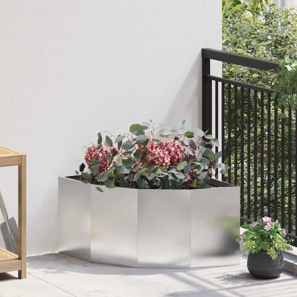 vidaXL Eckpflanzer Silber 60 x 60 x 35 cm Edelstahl