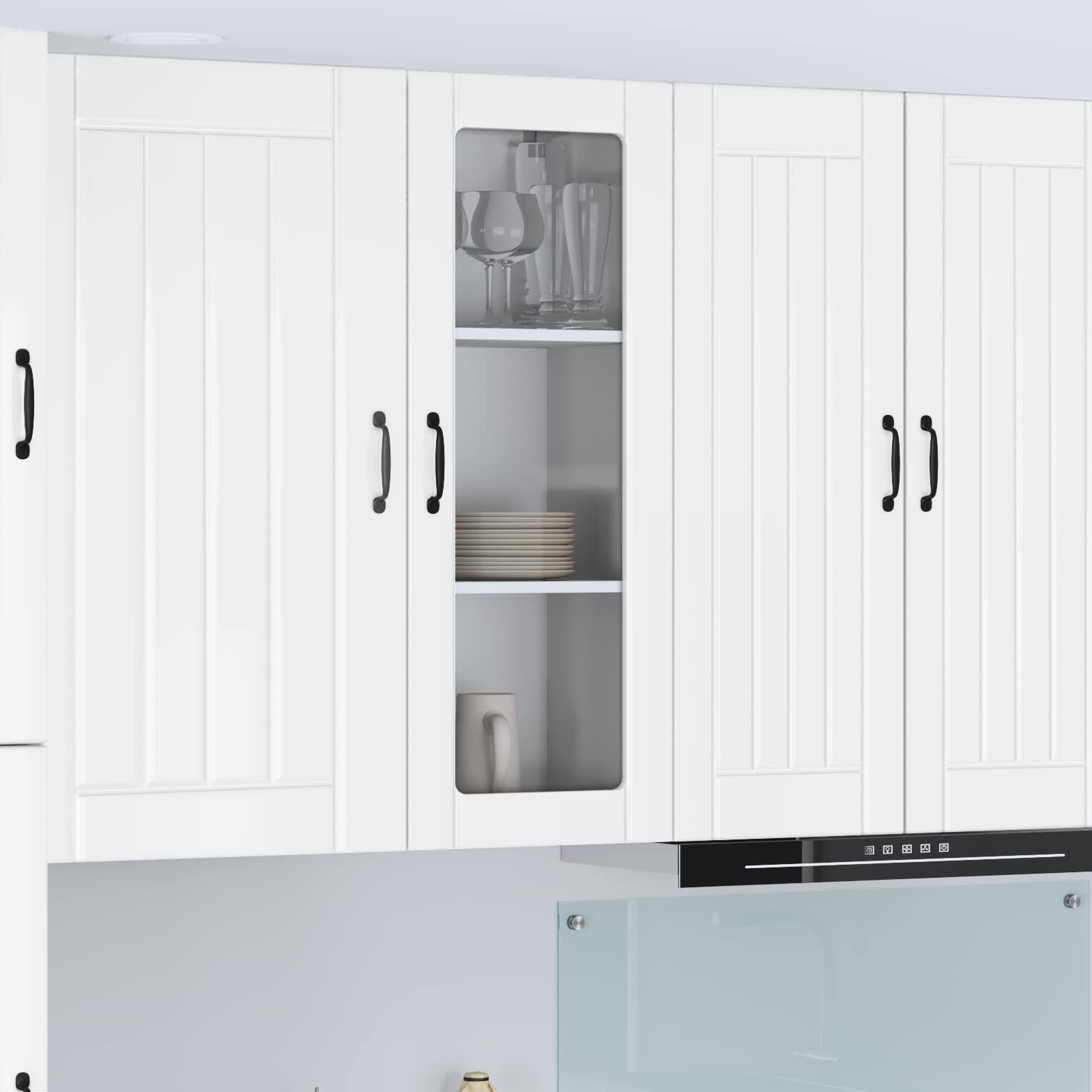 vidaXL Wandglas-Schrank LUCCA Hochglanz Weiß 40 x 31 x 100 cm