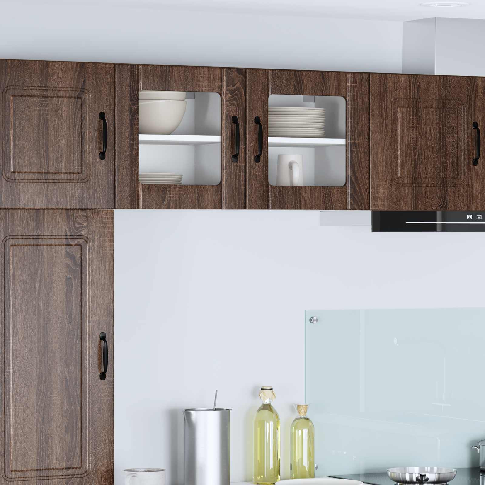 vidaXL Wandglas-Schrank LUCCA 2 pcs Brauneiche 40 x 31 x 40 cm