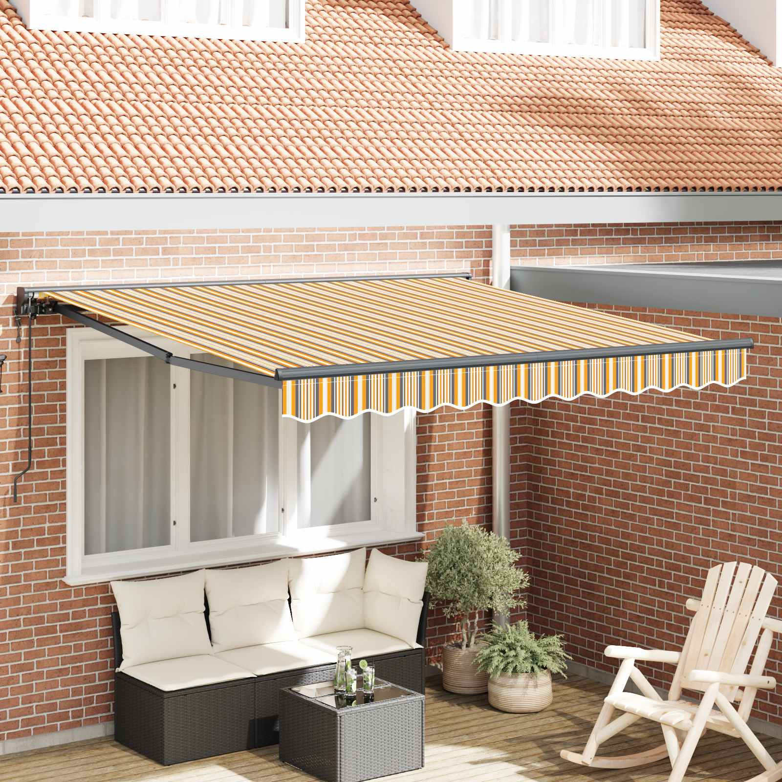 vidaXL Markisenrahmen Gelb und Grau 300 x 250 cm