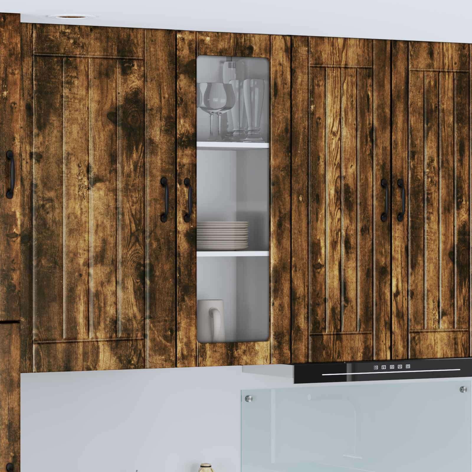 vidaXL Wandglas-Schrank LUCCA Geräucherte Eiche 40 x 31 x 100 cm